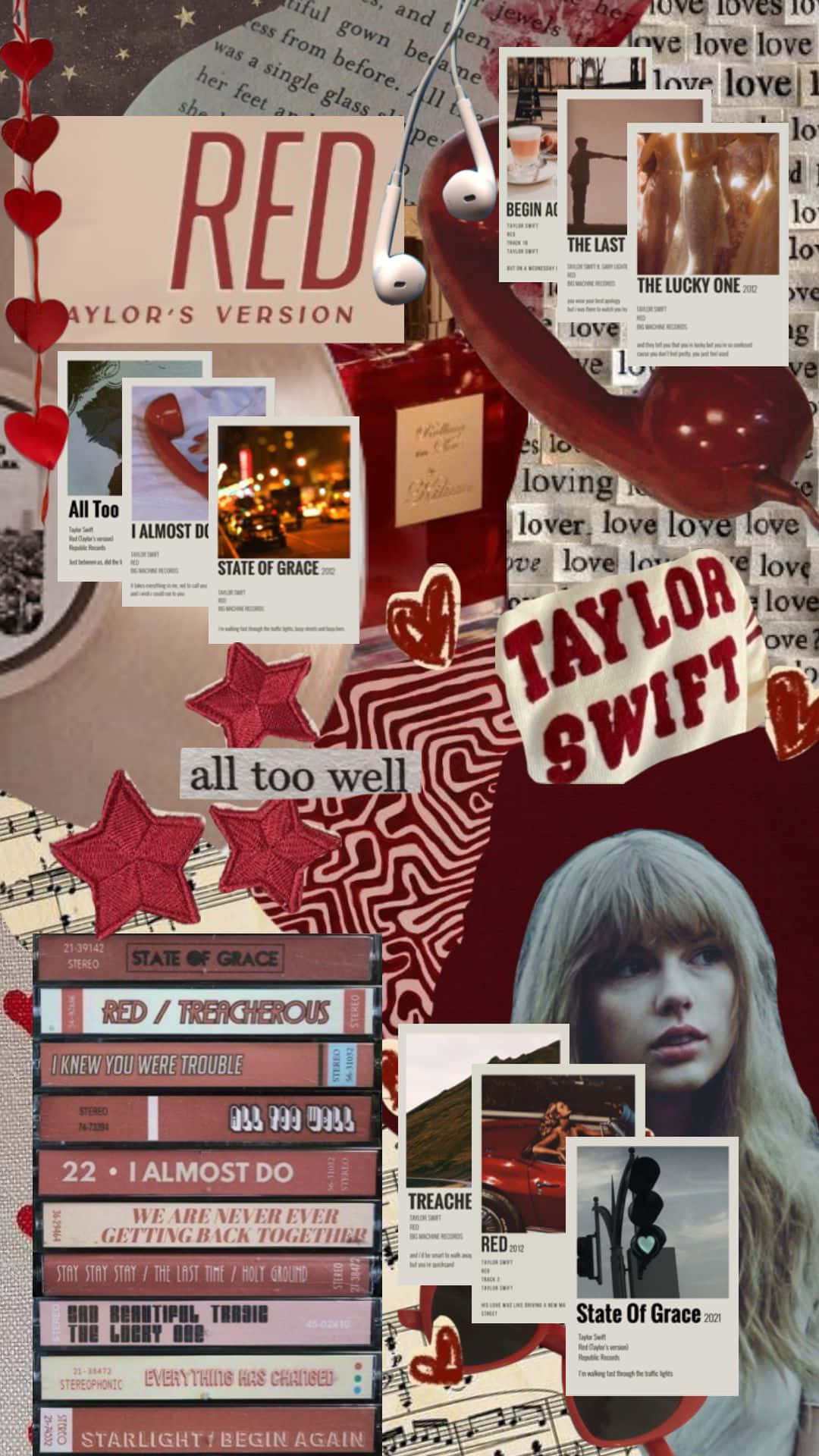 Taylor Swift, Red aesthetic, collage, Full HD Phone Wallpaper
