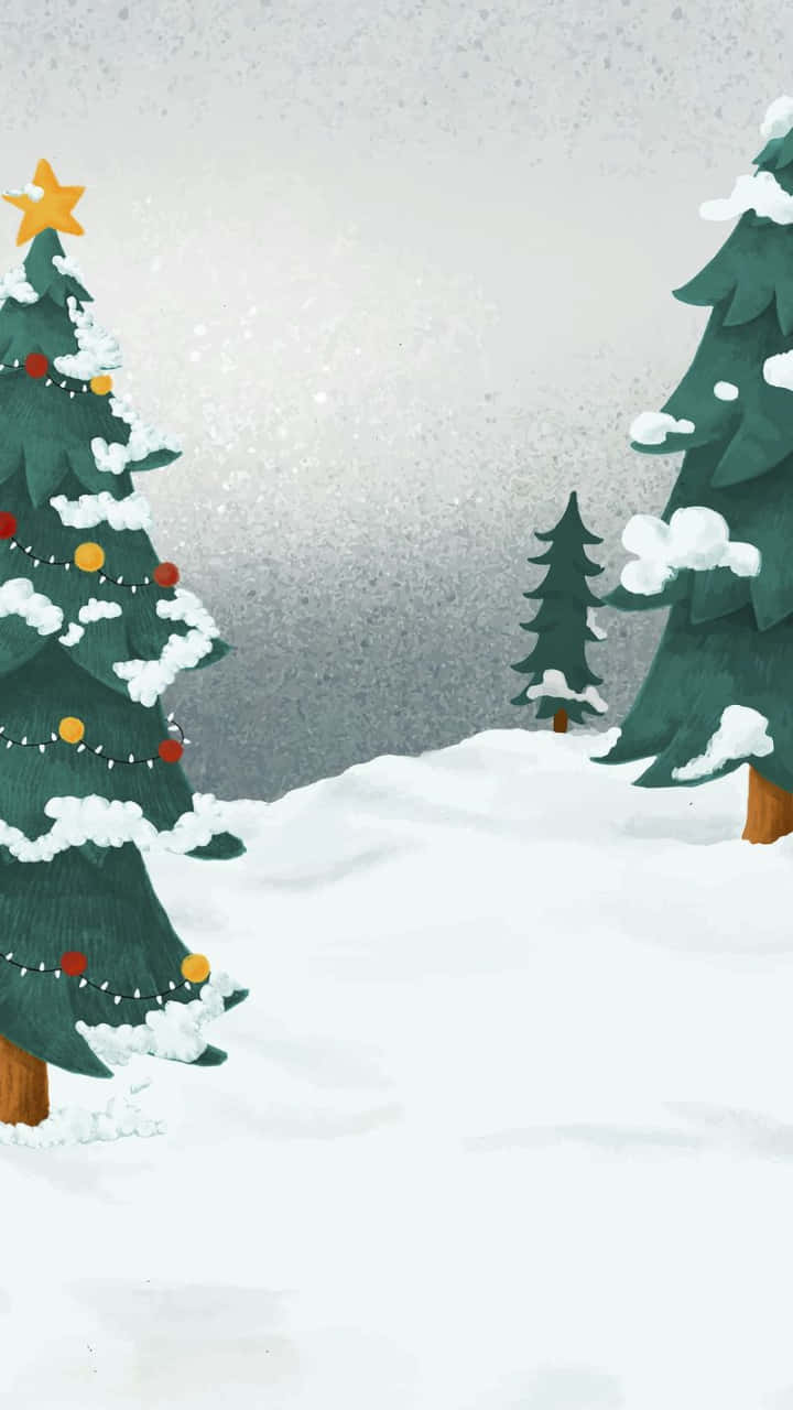 Christmas tree, snowy forest, falling snow, HD Phone Wallpaper