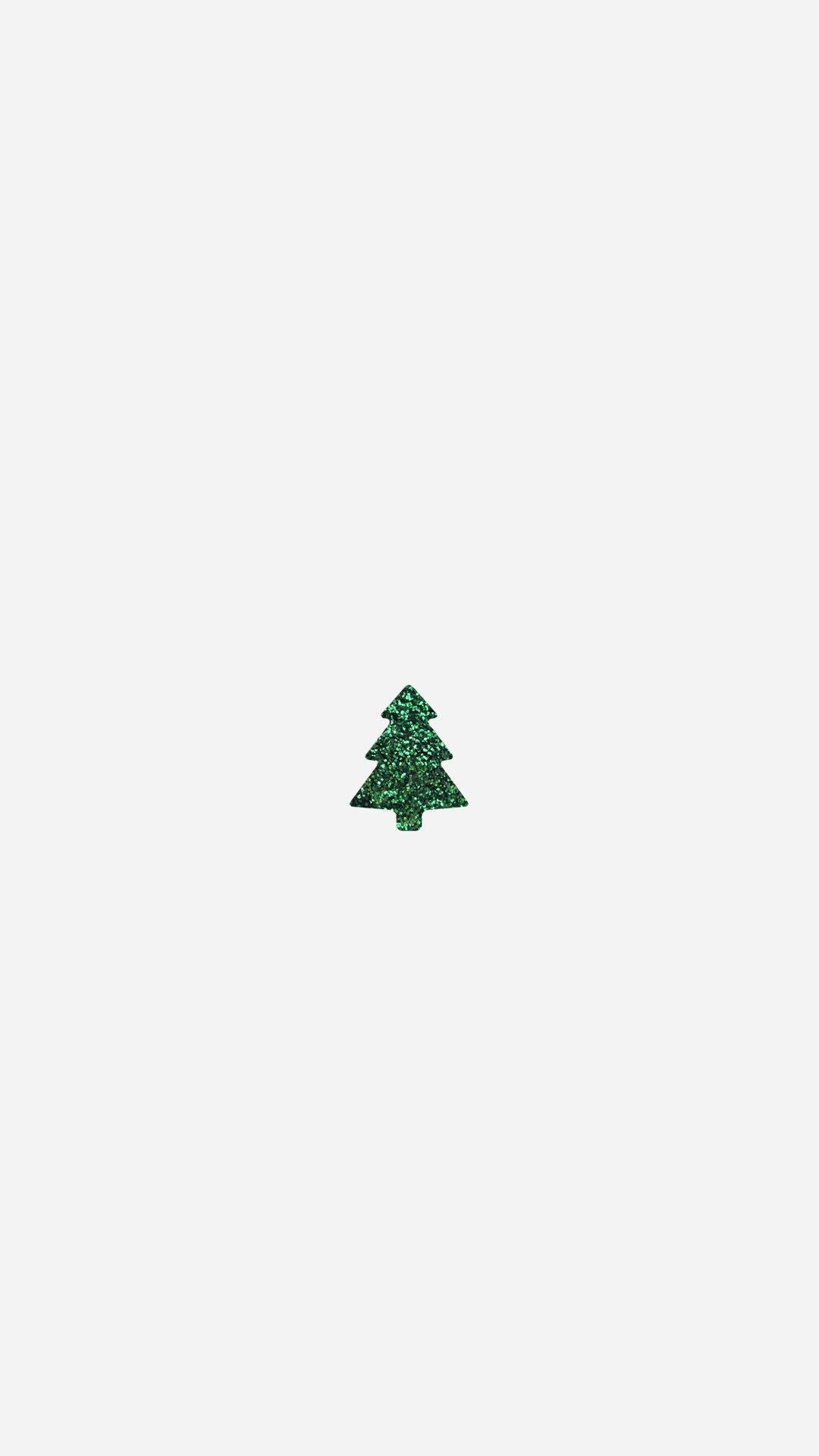 Christmas Tree iPhone, single tree, green glittery, Full HD Phone Wallpaper