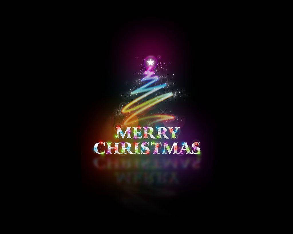 Christmas Vacation, neon Christmas tree, rainbow swirls, SD Desktop Wallpaper
