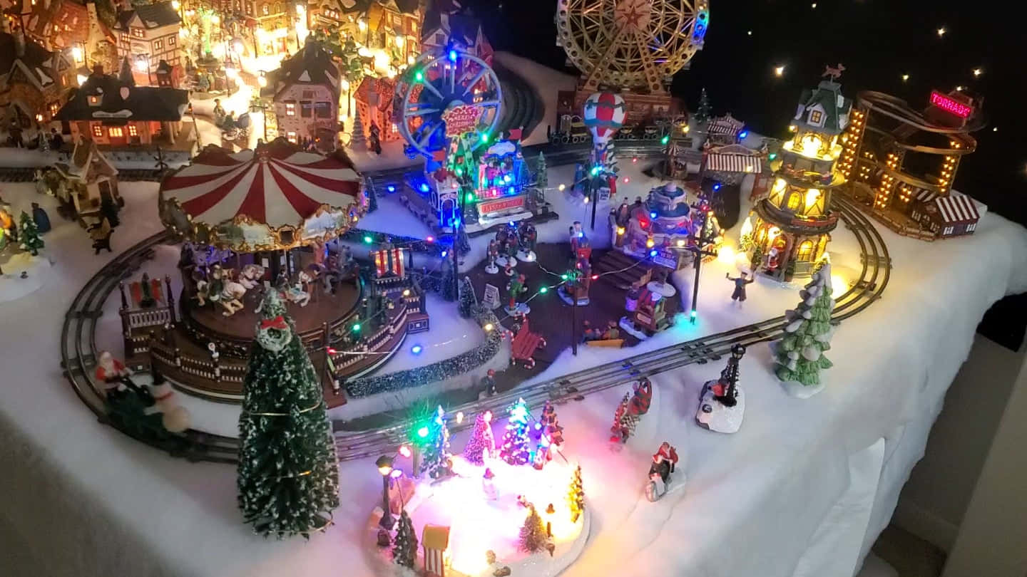 Christmas Village, winter wonderland, glowing festive lights, HD Desktop Wallpaper