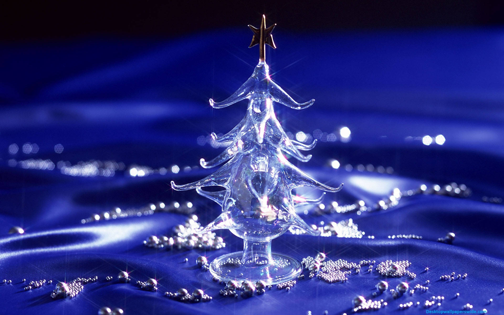 Christmas Widescreen, crystal Christmas tree, gold star, Full HD Desktop Wallpaper