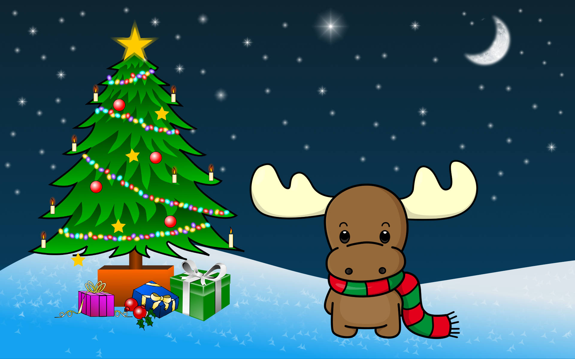 Christmas Widescreen, reindeer, red green scarf, Full HD Desktop Wallpaper