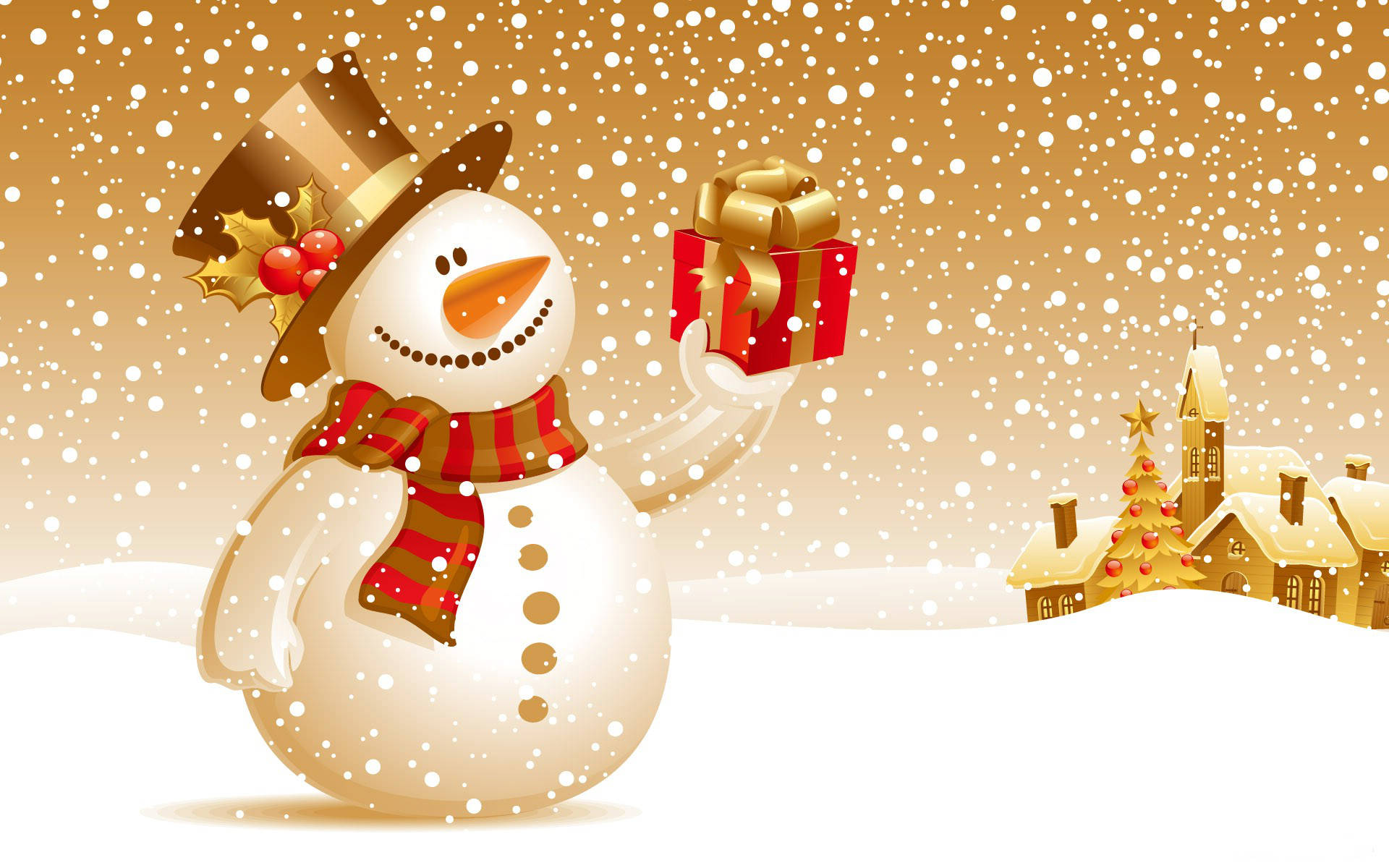 Christmas Widescreen, snowman, top hat, Full HD Desktop Wallpaper