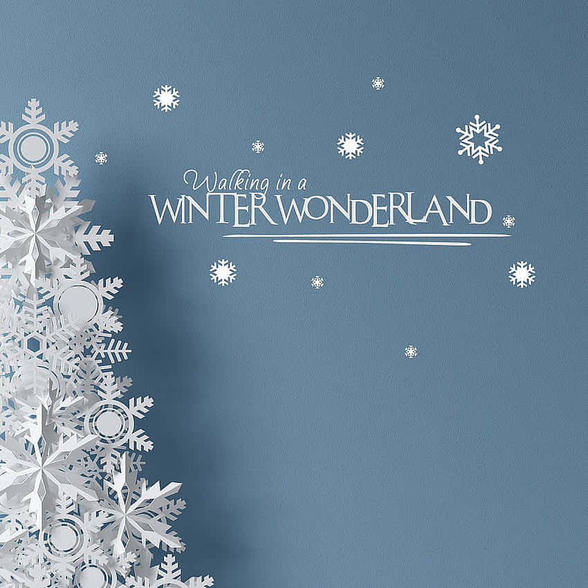 Christmas Winter Wonderland, white paper snowflakes, soft blue textured wall, SD Desktop Wallpaper