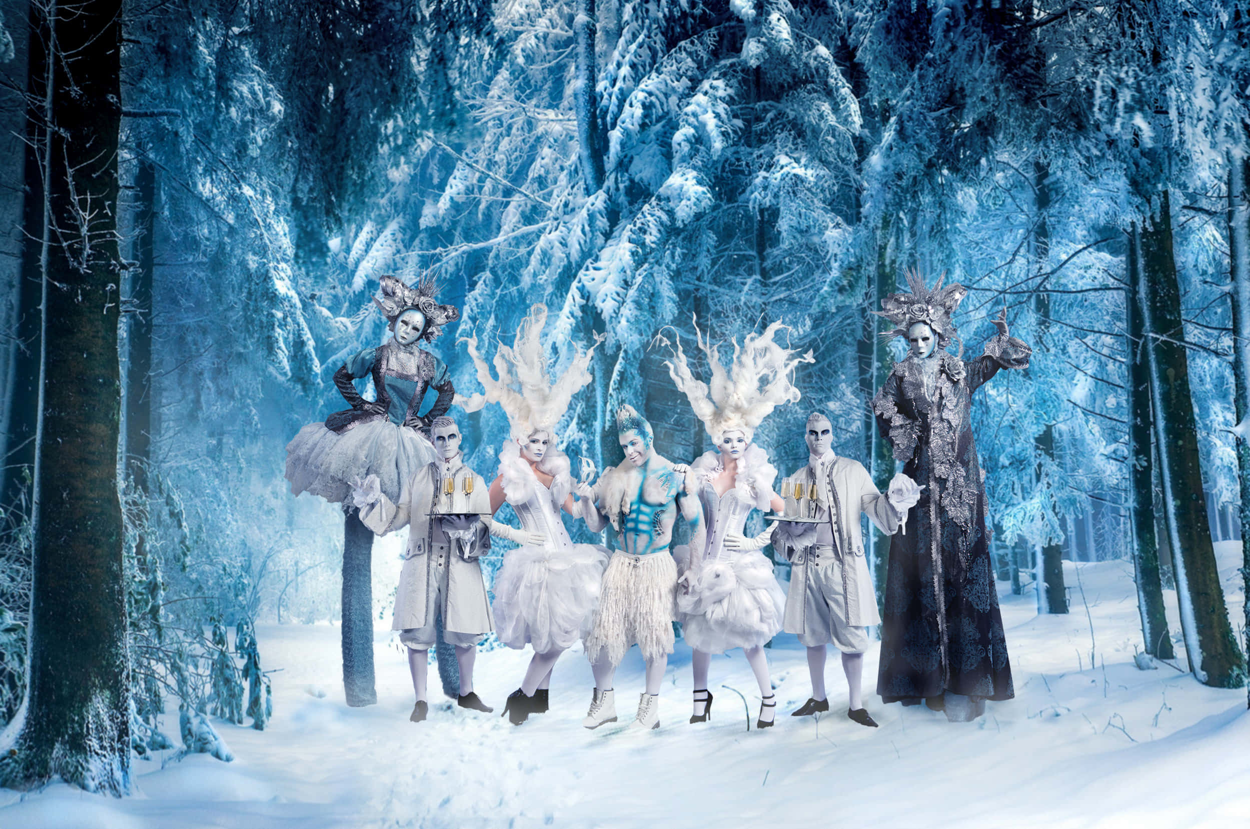 Christmas Winter Wonderland, snowy forest, icy blue light, Full HD Desktop Wallpaper