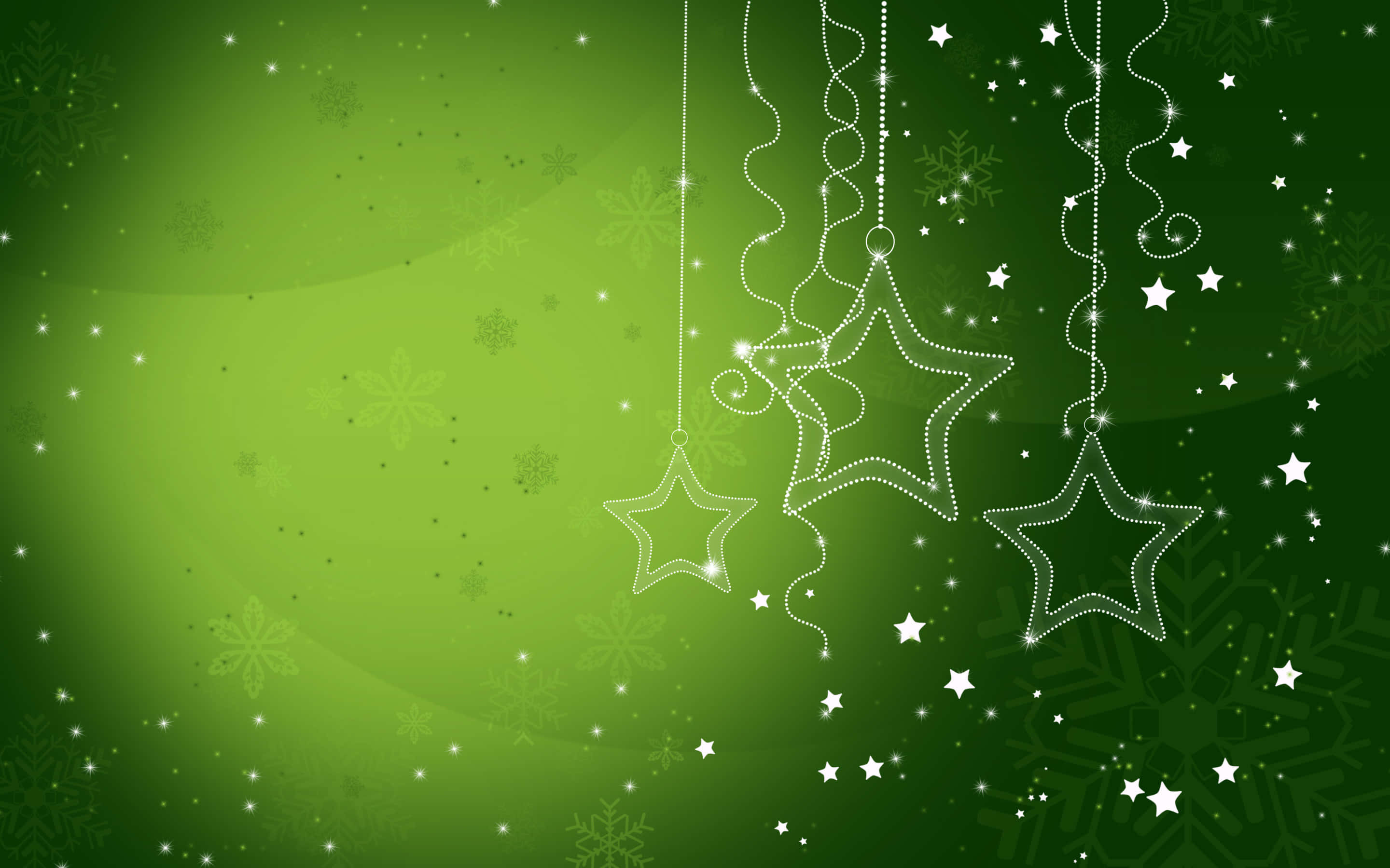 dark green, stars, snowflakes, 2K Desktop Wallpaper