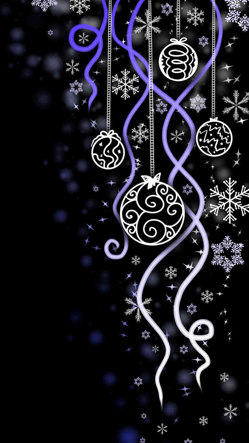 Gothic Christmas, white ornaments, swirling ribbons, HD Phone Wallpaper