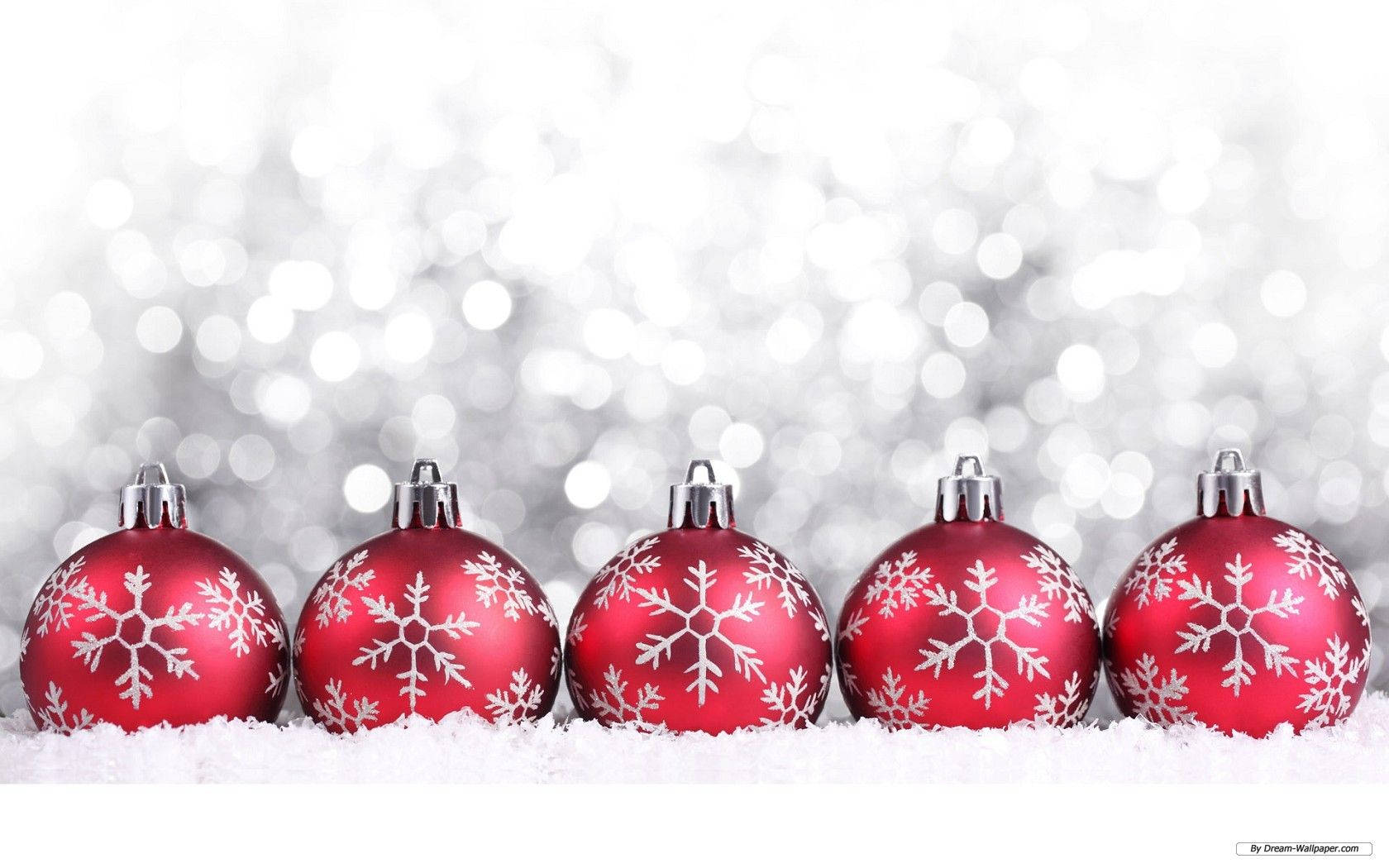 Merry Christmas, Winter Wonderland, glossy red Christmas ornaments, HD Desktop Wallpaper