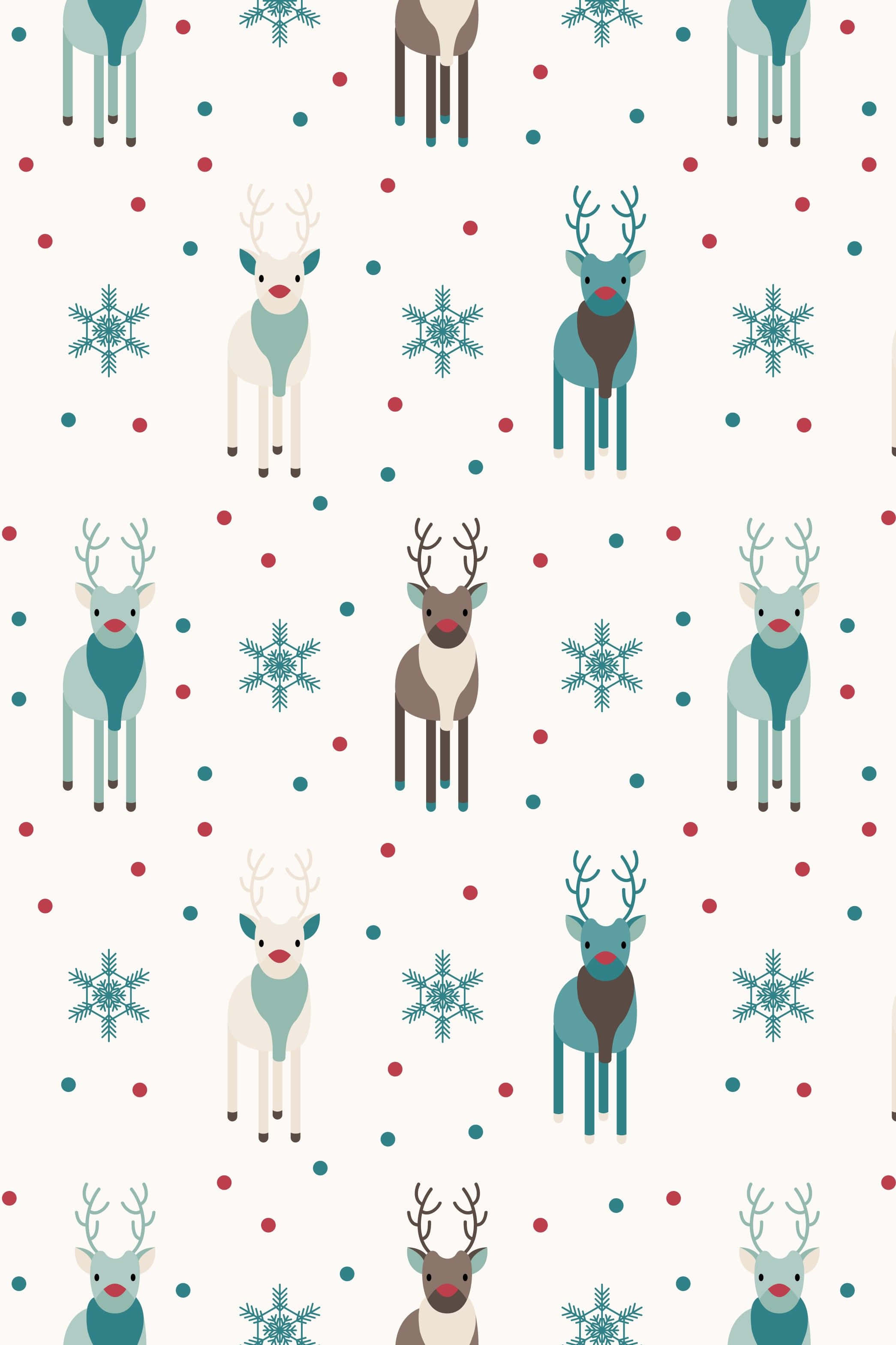 Christmas pattern, reindeer, snowflakes, 2K Phone Wallpaper