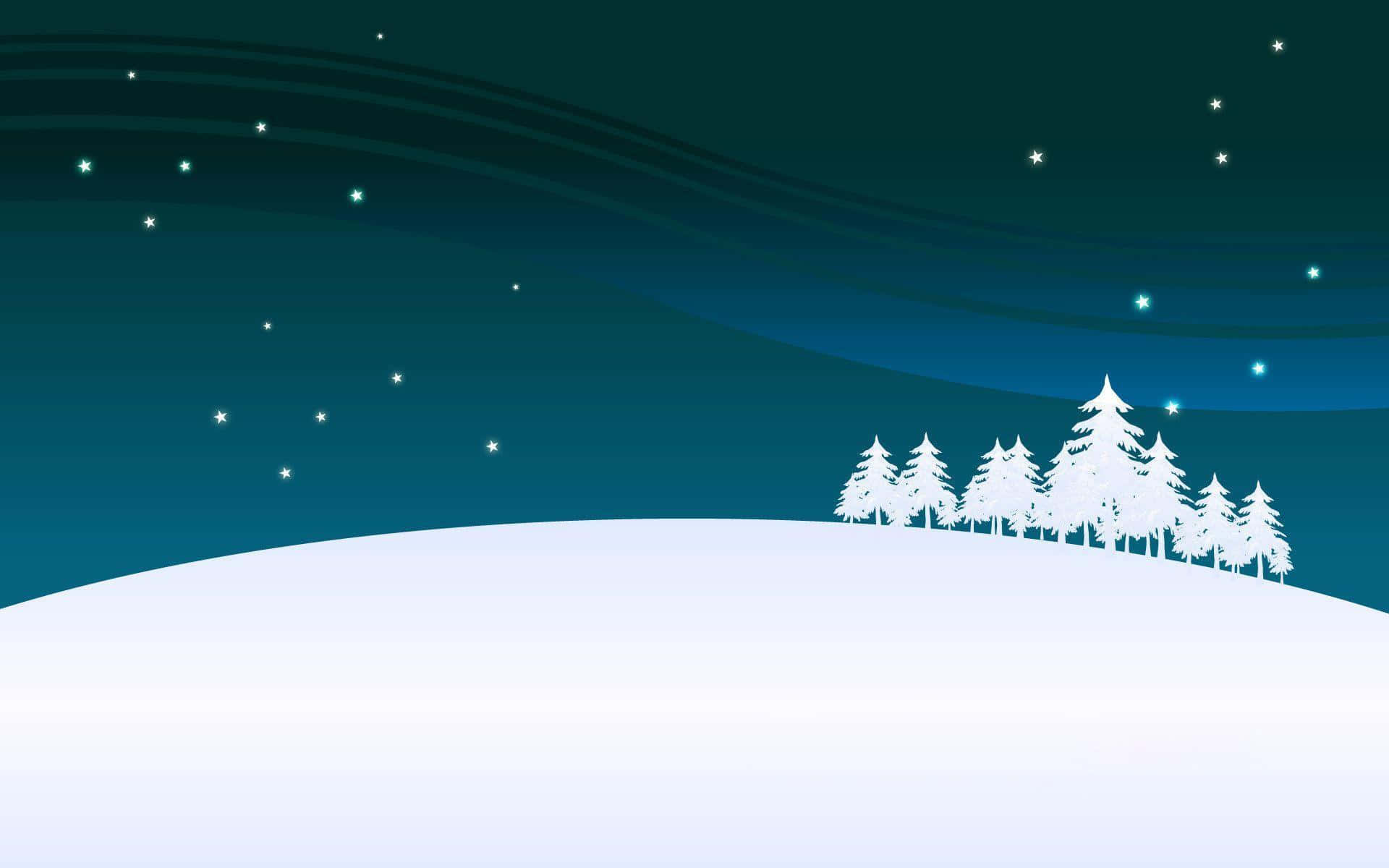 Winter Holiday, pine trees, snowflakes, Full HD Desktop Wallpaper