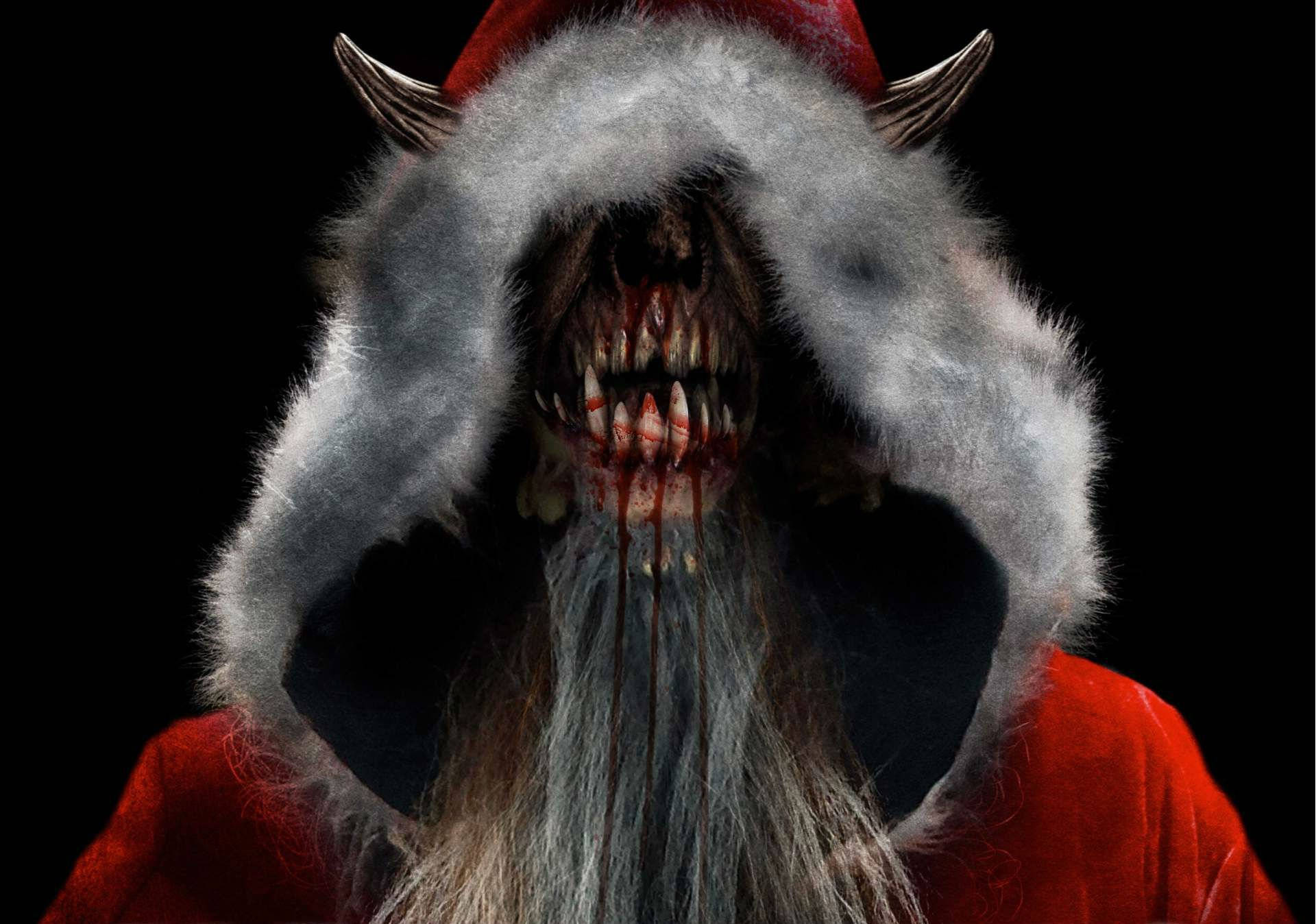 Scary Christmas, Terrifying Monster, Monstrous Santa Claus, Full HD Desktop Wallpaper