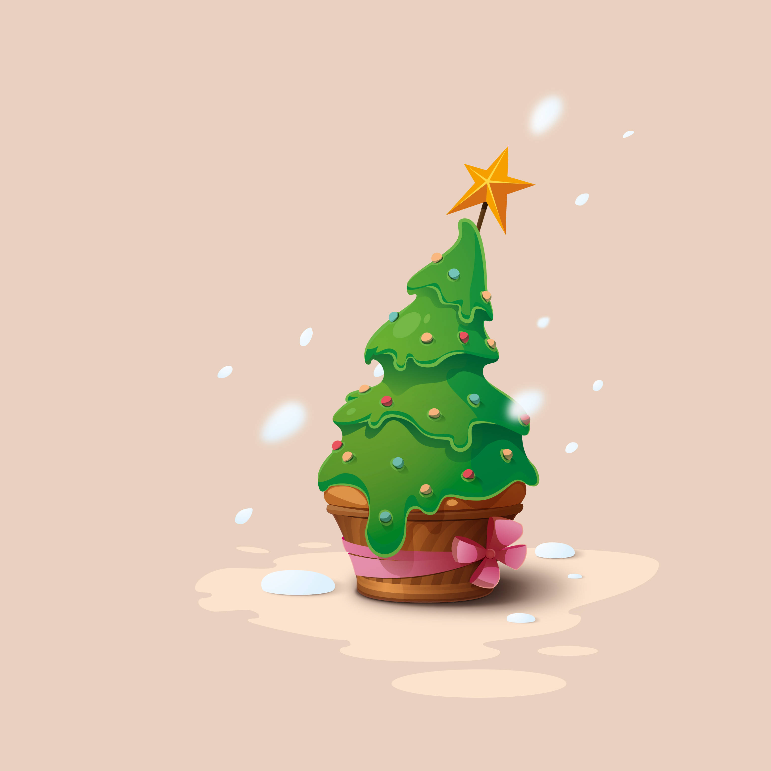 Christmas tree, cupcake, green frosting, 2K Desktop Wallpaper