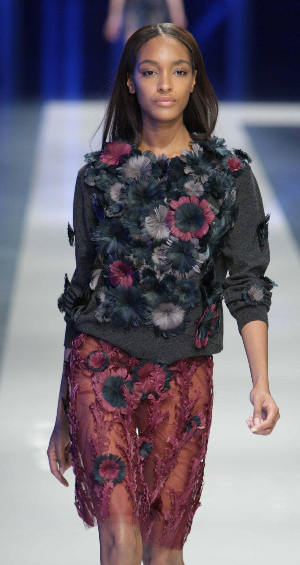 Christopher Kane, floral outfit, dark sweater, HD Phone Wallpaper