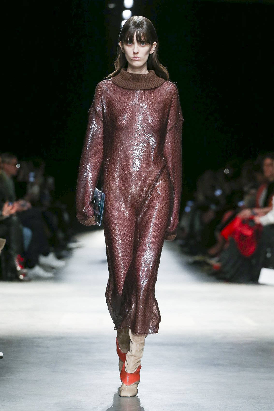 Christopher Kane, brown glimmering dress, shimmering burgundy knit dress, HD Phone Wallpaper