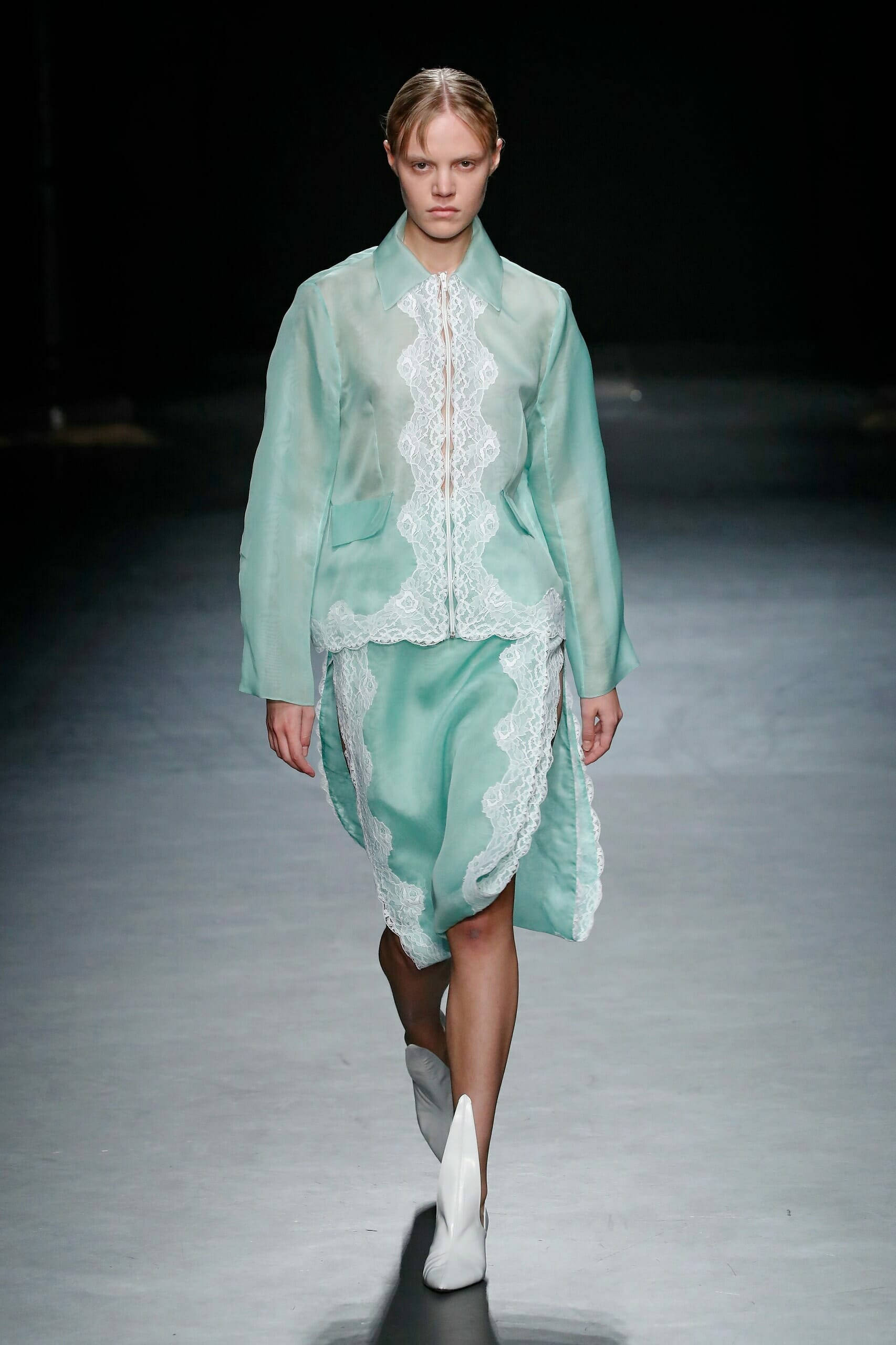 Christopher Kane, green sheer button down, mint green, 2K Phone Wallpaper