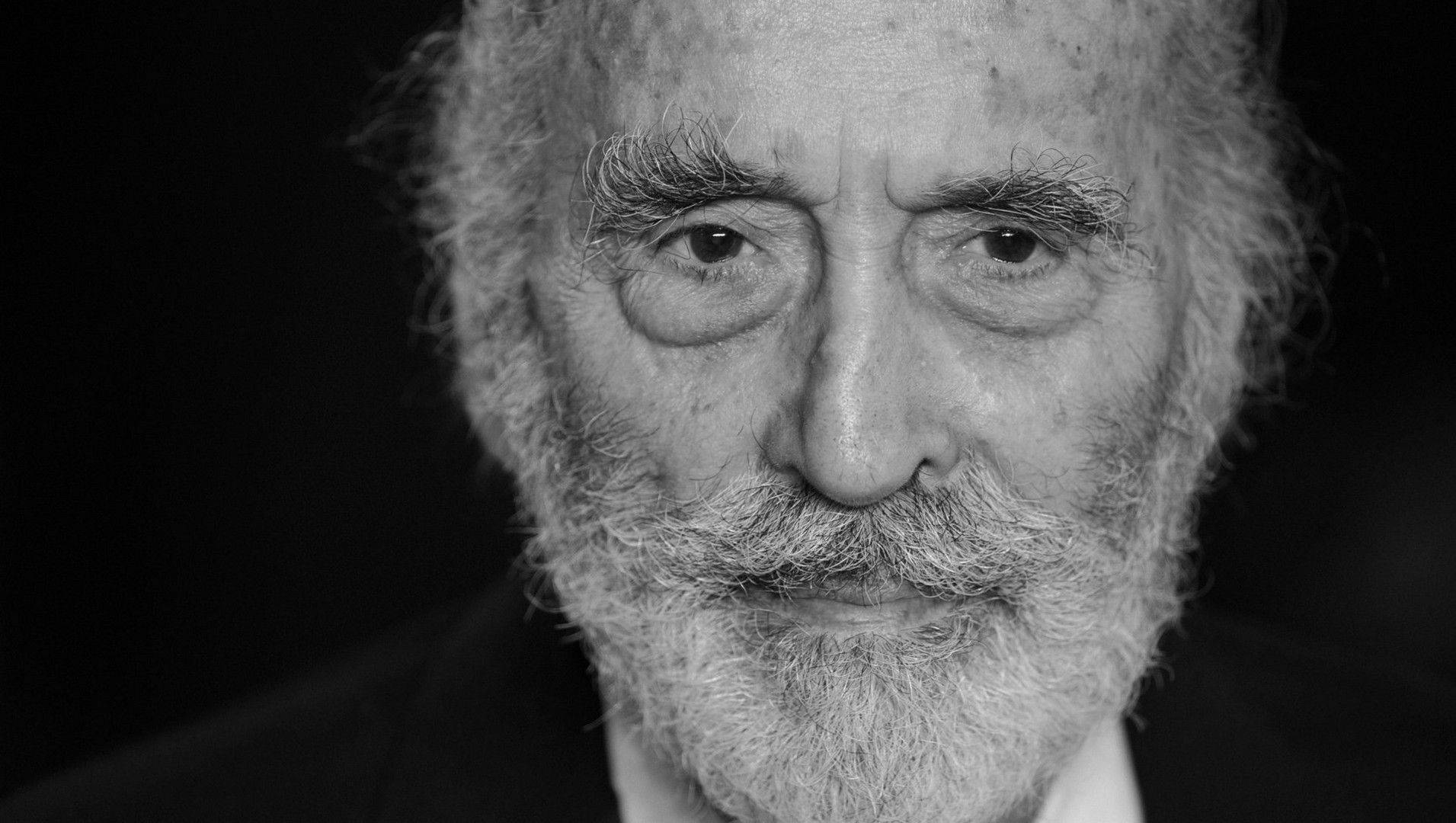 Christopher Lee, black and white portrait, elderly man, HD Desktop Wallpaper