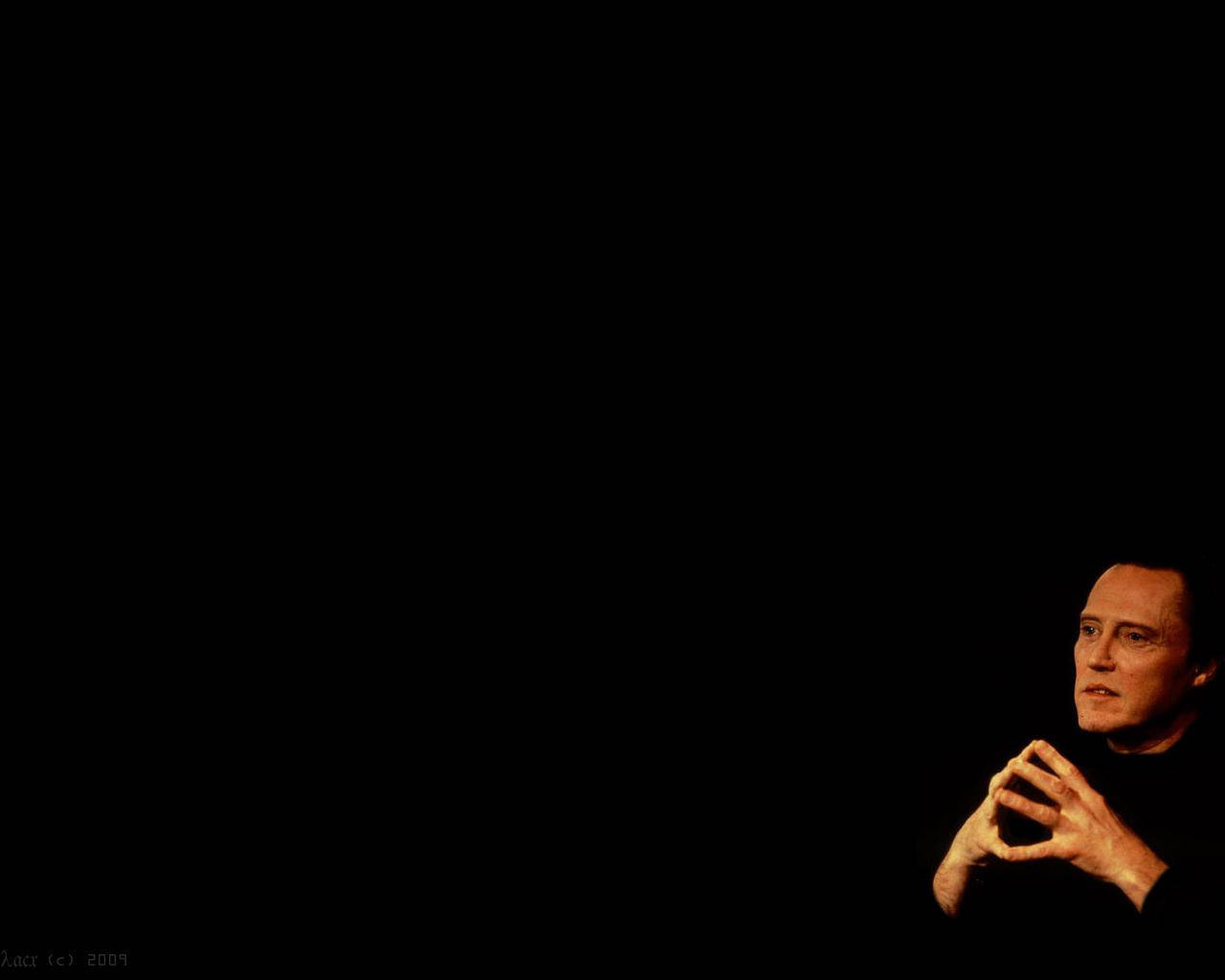 Christopher Walken, solid black background, pitch-black background, HD Desktop Wallpaper