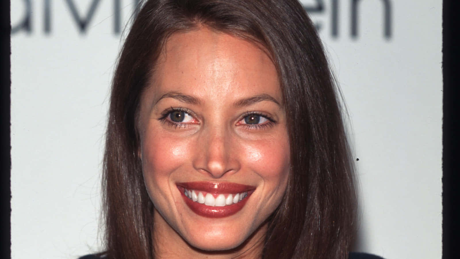 Christy Turlington, brown hair, glossy red lips, HD Desktop Wallpaper