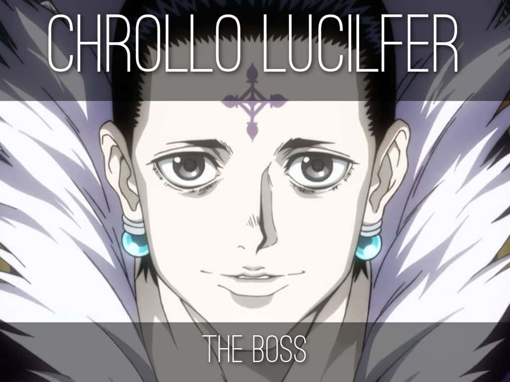 Chrollo Lucilfer, turquoise earrings, white feathered collar, SD Desktop Wallpaper