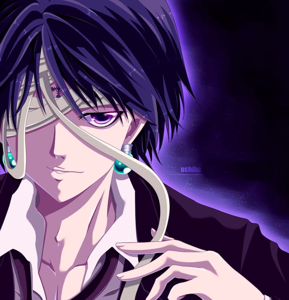 Chrollo Lucilfer, white blindfold, teal earrings, SD Phone Wallpaper