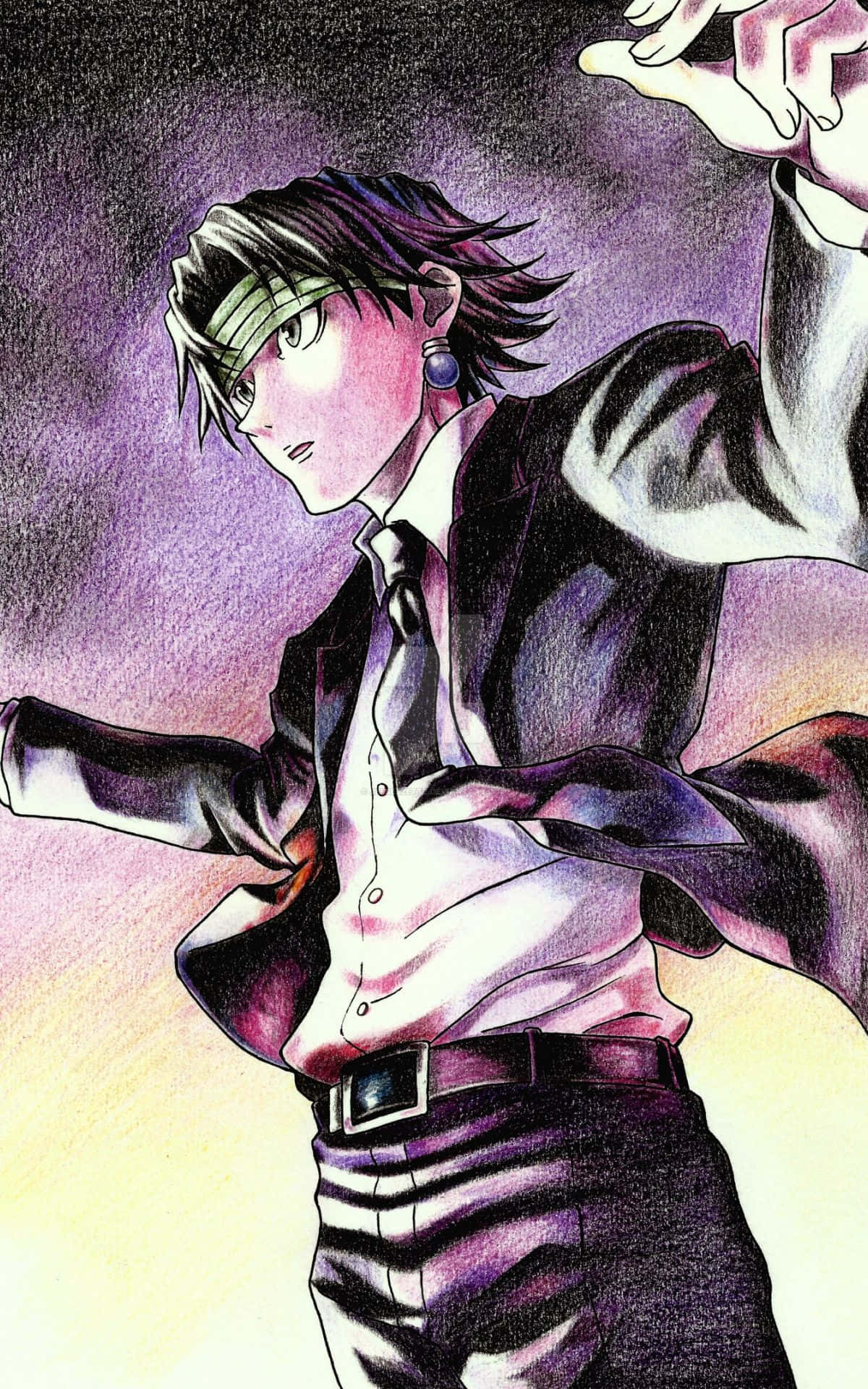 Chrollo Lucilfer, spiky hair, headband, Full HD Phone Wallpaper