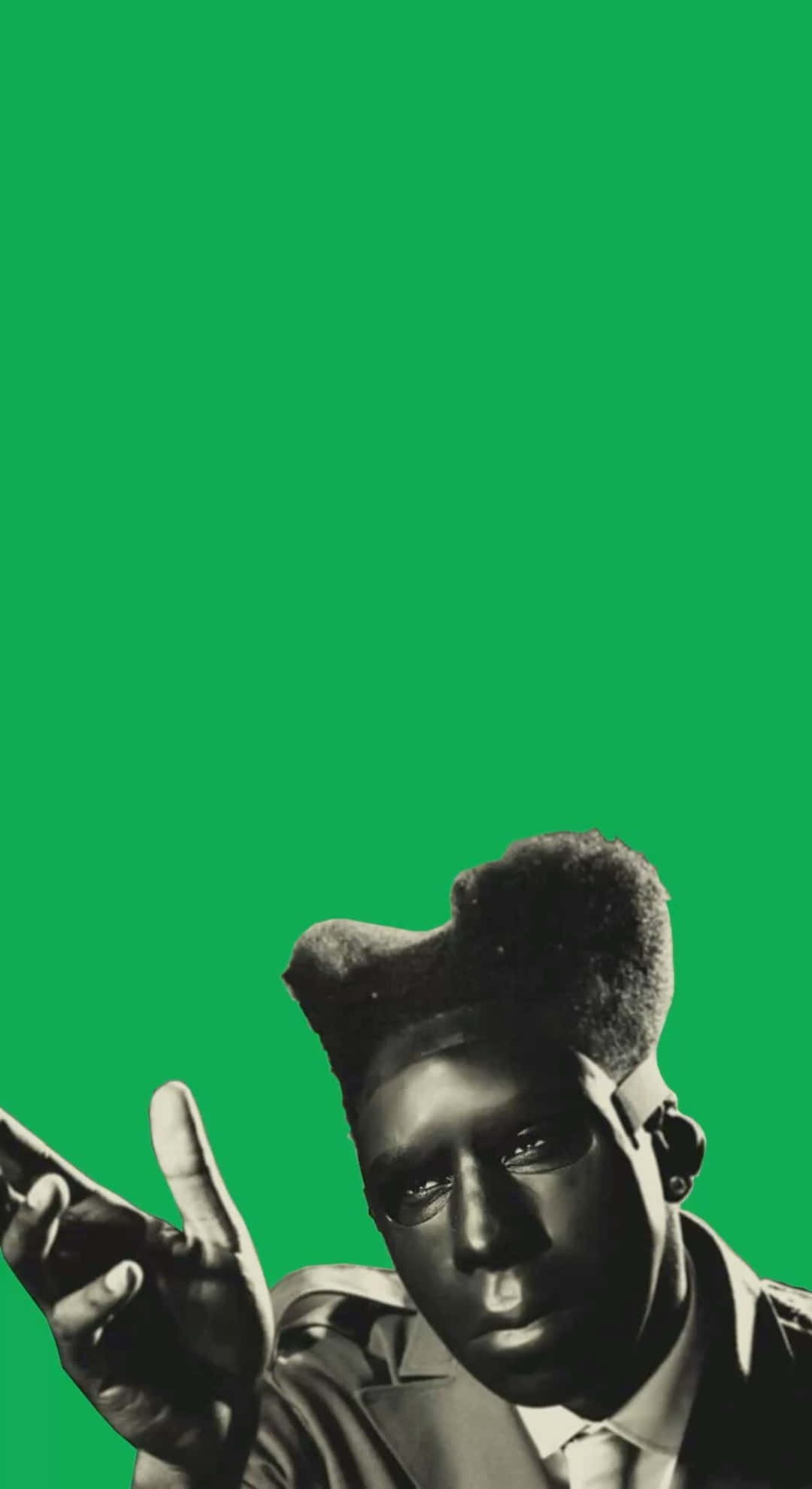 Chromatopia, green background, black and white portrait, Full HD Phone Wallpaper