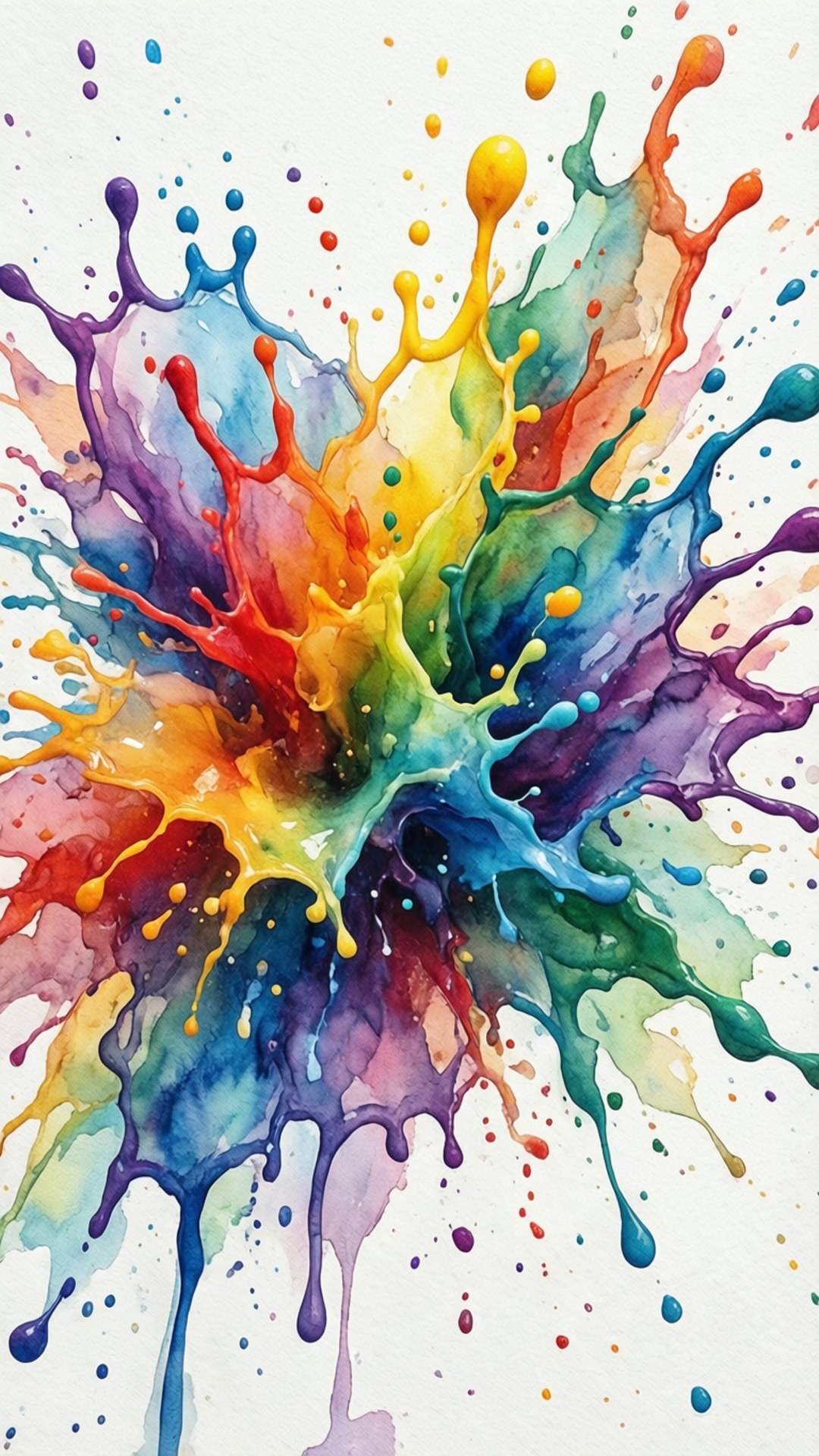 watercolor, rainbow, splash, Full HD Phone Wallpaper