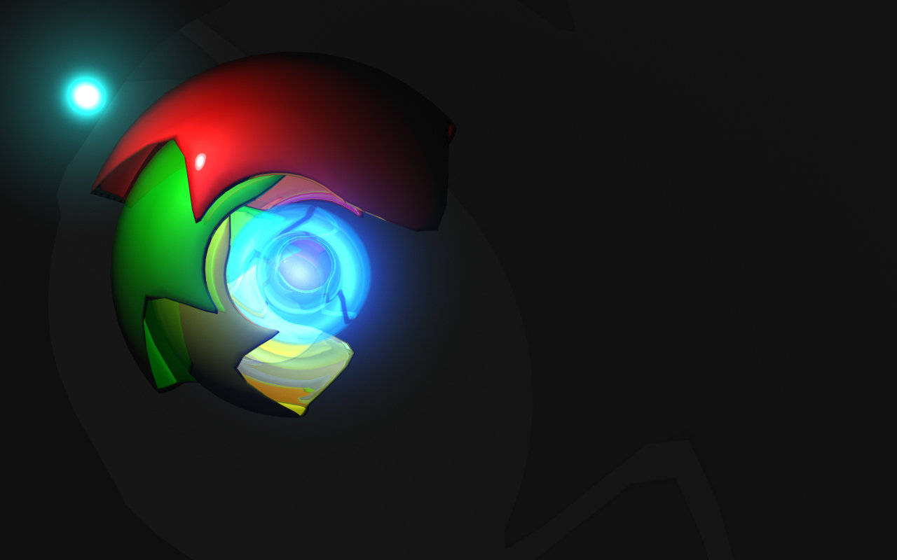 Chrome Logo, glowing chrome, red green and blue segments, HD Desktop Wallpaper