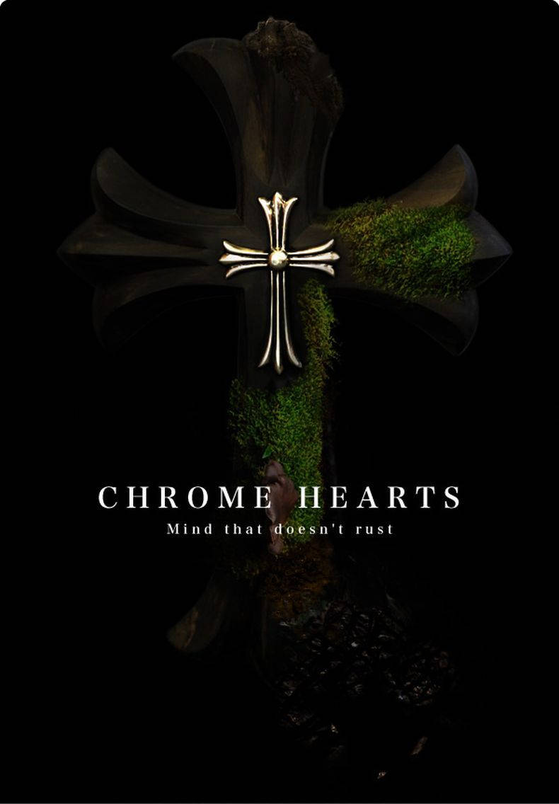 Chrome Hearts, brand logo, dark ornate cross, SD Phone Wallpaper