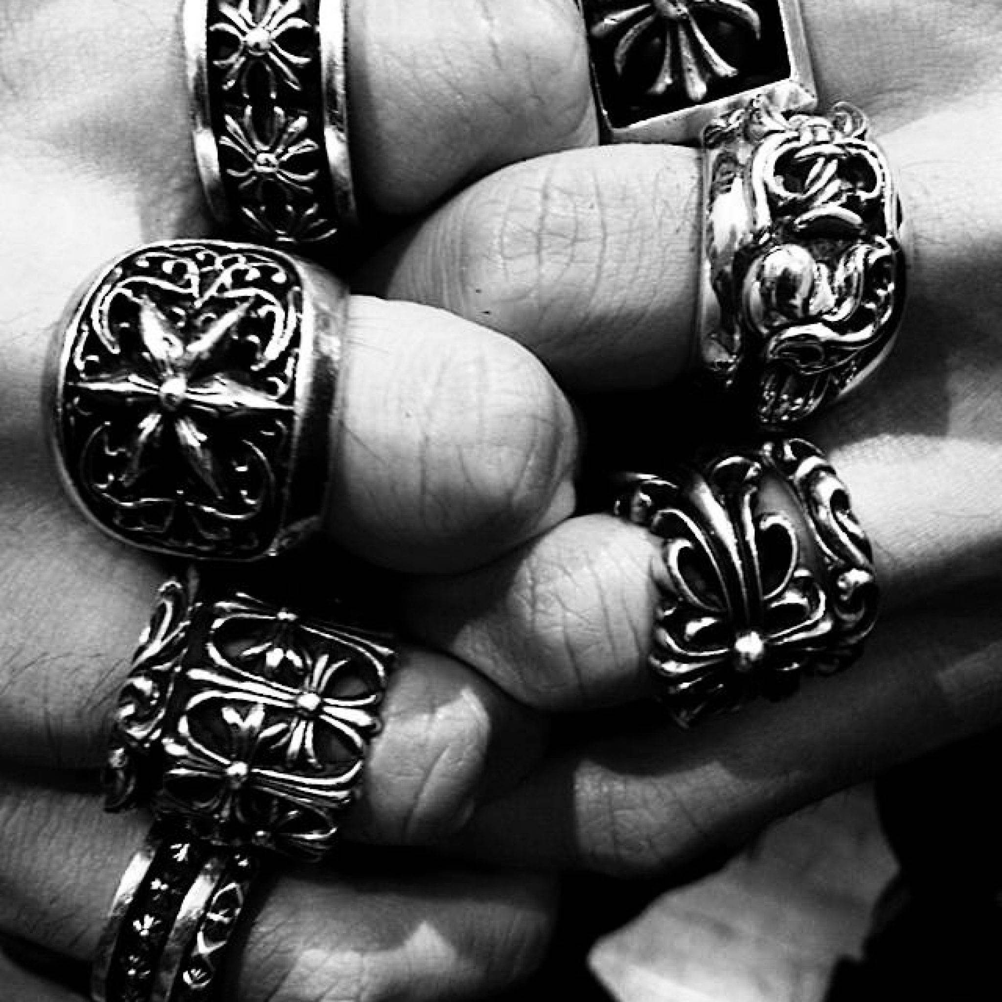 Chrome Hearts, rings, floral patterns, Full HD Desktop Wallpaper