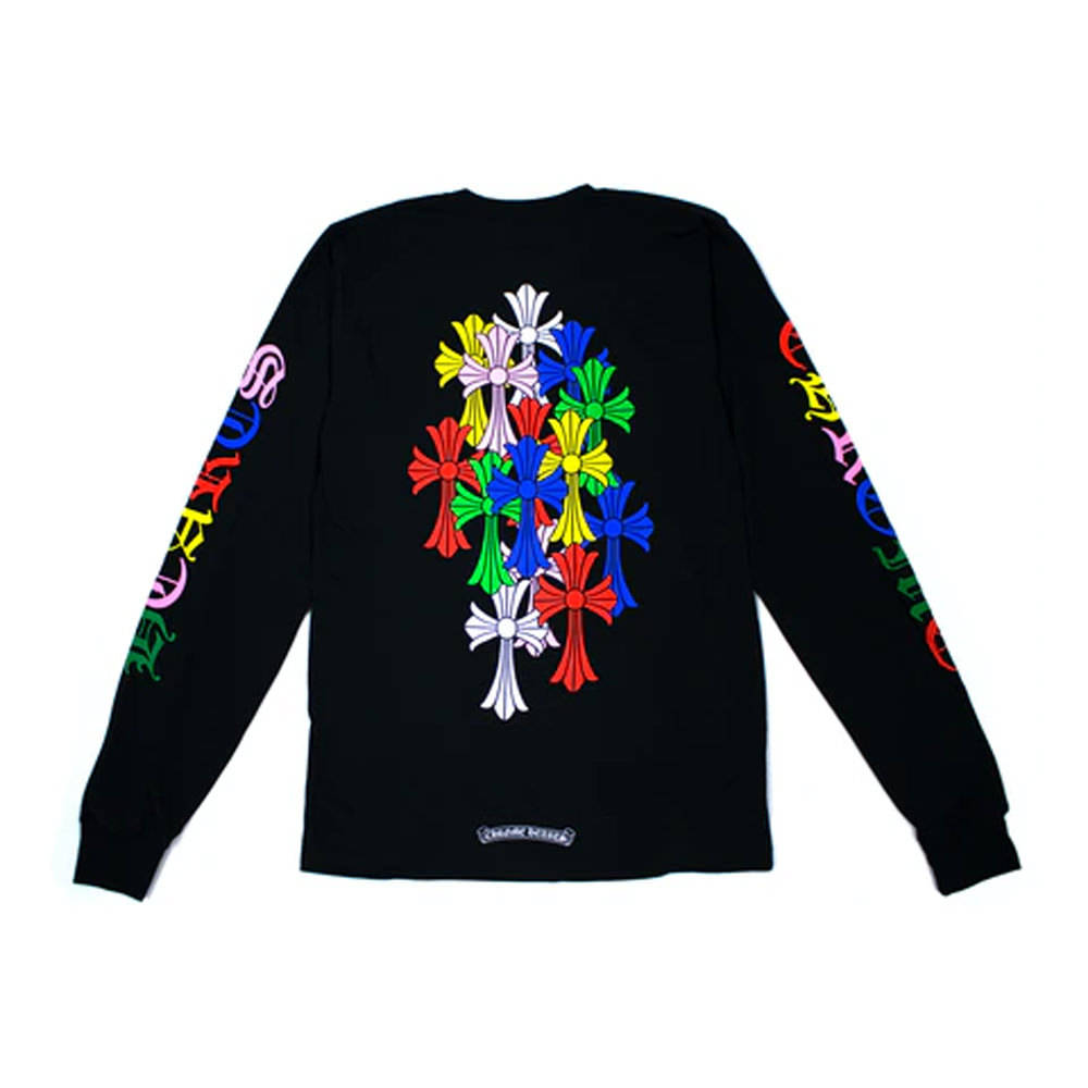 Chrome Hearts, black sweatshirt, multicolored cross embroidery, SD Desktop Wallpaper
