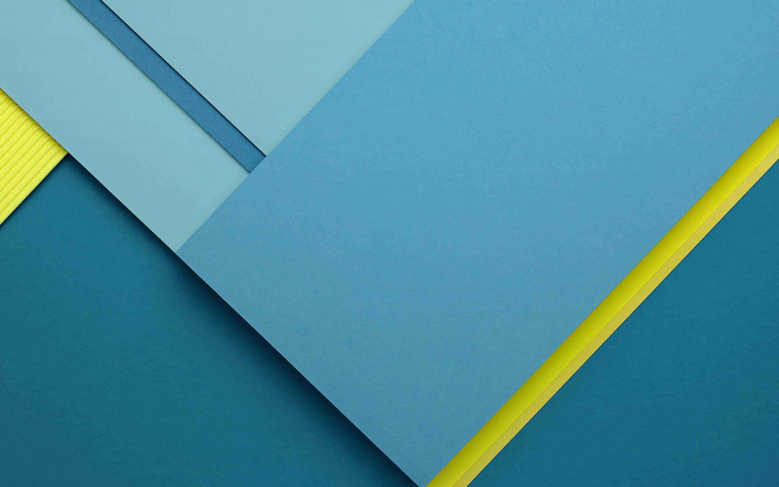 Chrome OS, blue paper sheets, vibrant yellow ruler, 2K Desktop Wallpaper