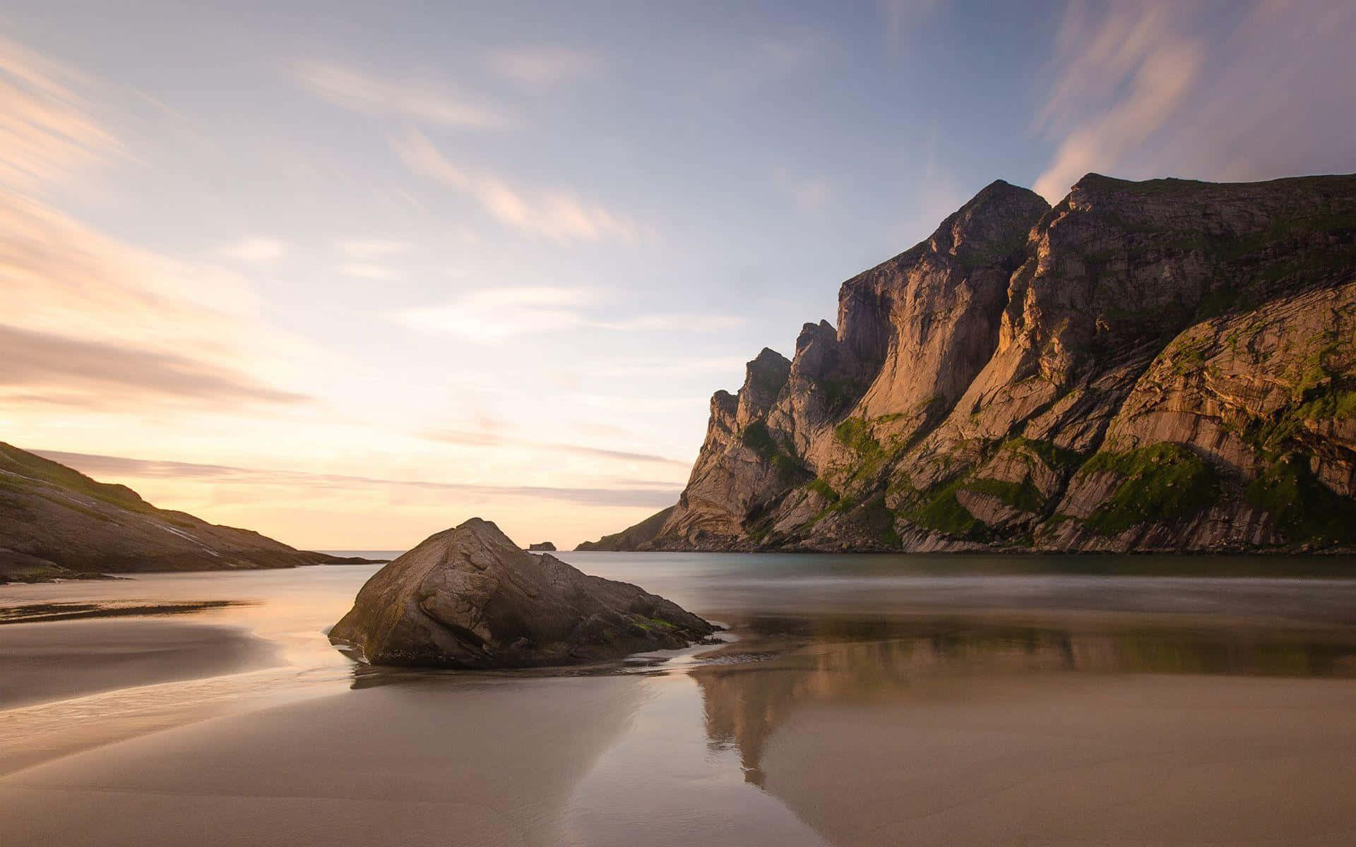 Chrome OS, Sunset, fjord, Full HD Desktop Wallpaper