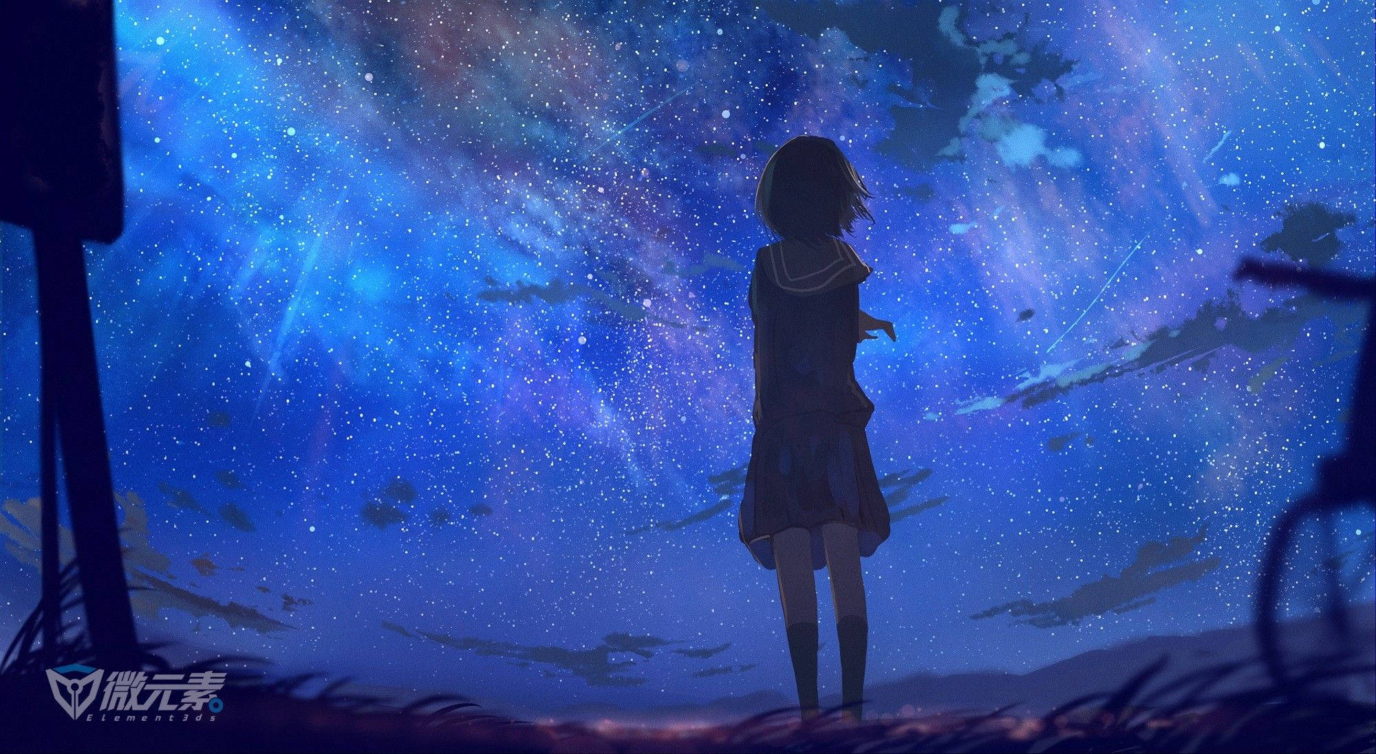 Chromebook, anime girl, school uniform, Full HD Desktop Wallpaper
