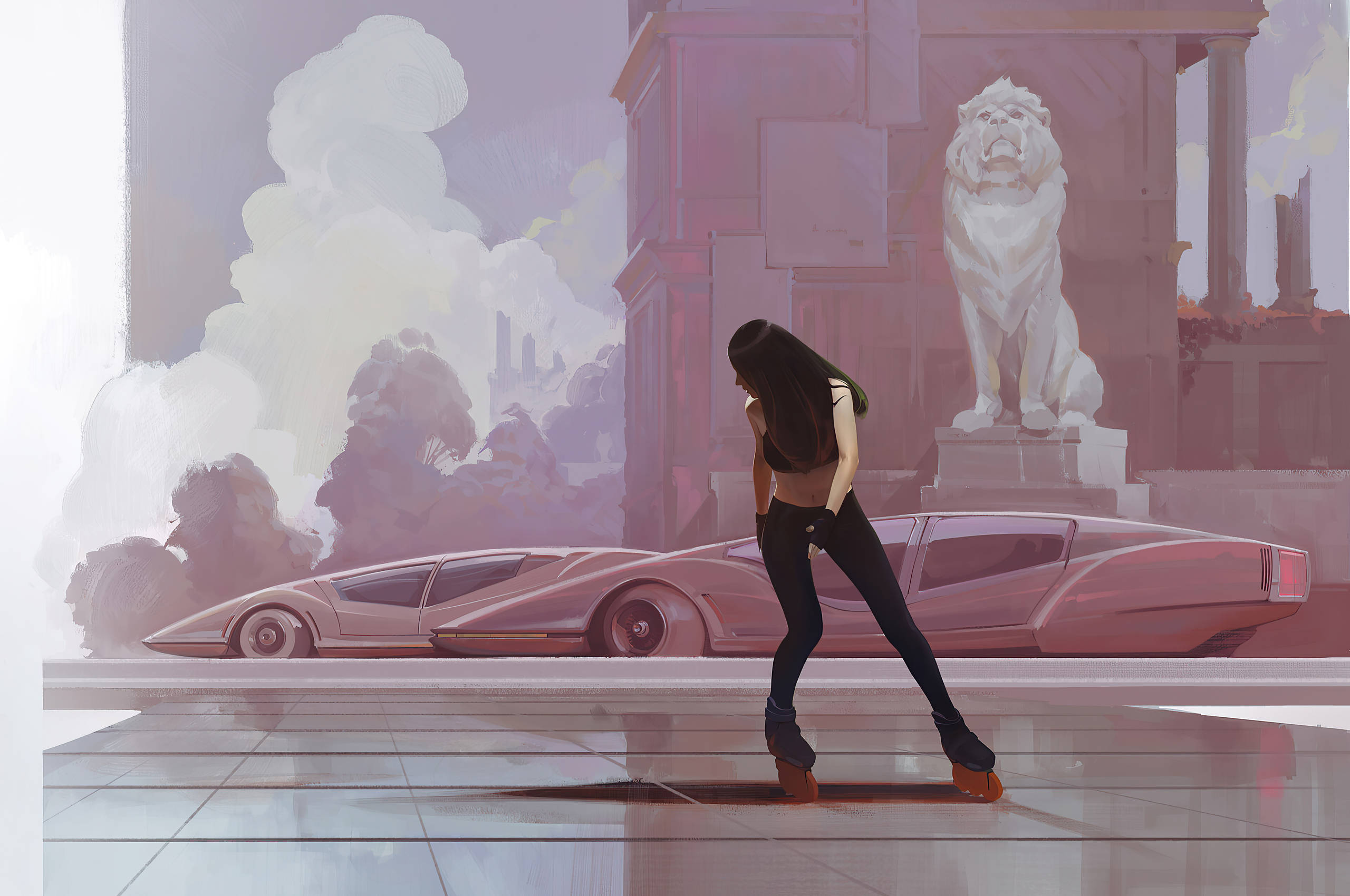 Chromebook, skater girl, black roller skates, 2K Desktop Wallpaper