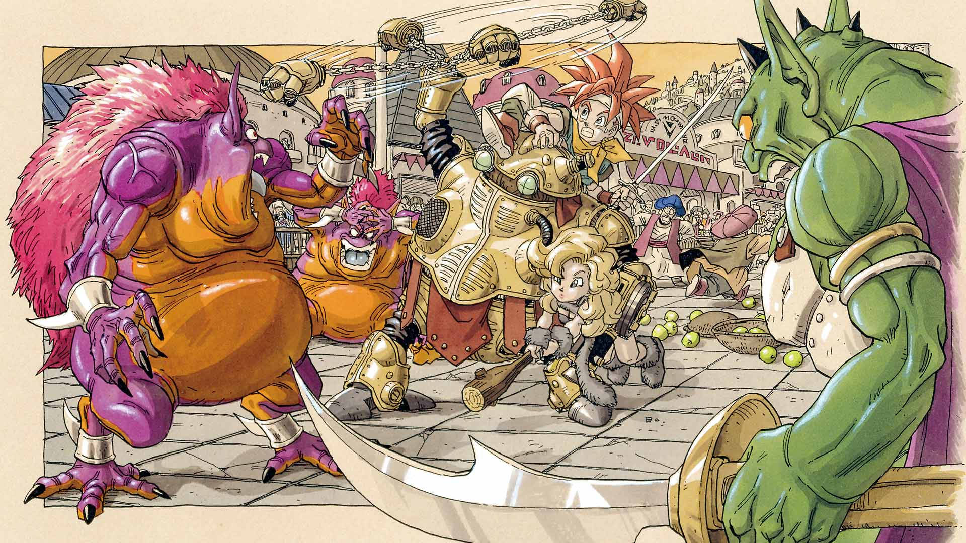 Chrono Trigger, monster encounter, anime battle scene, Full HD Desktop Wallpaper