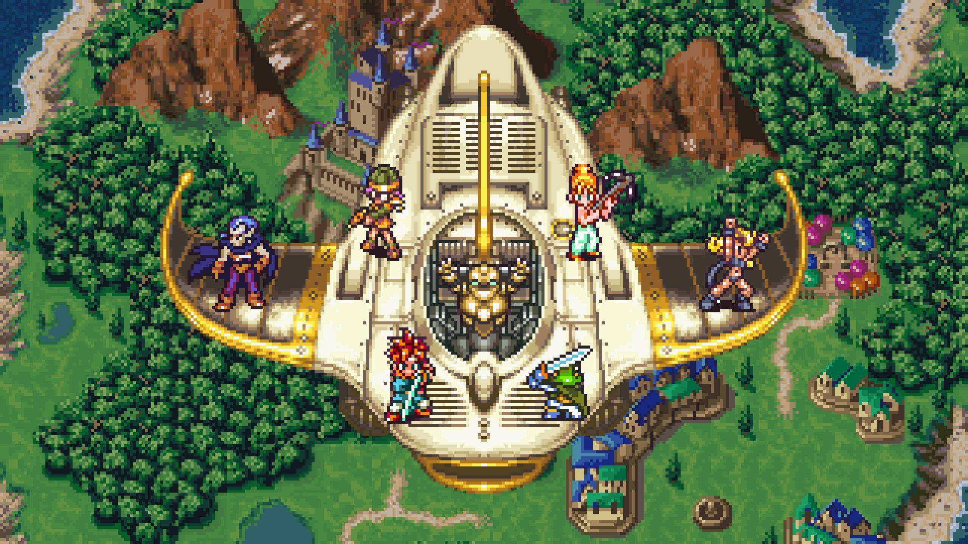 Chrono Trigger, characters, futuristic airship, Full HD Desktop Wallpaper