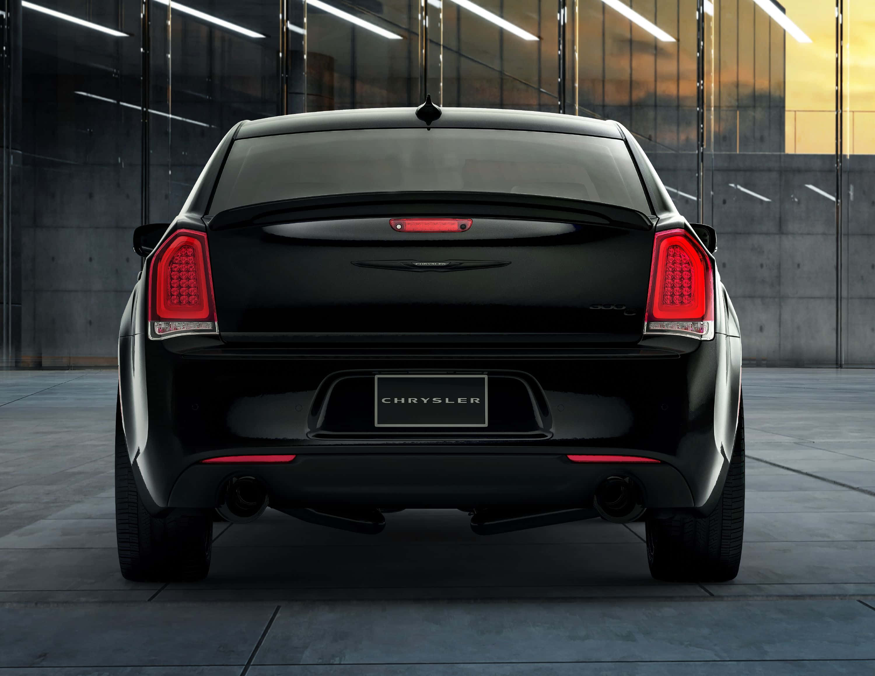 Chrysler 300, black, sunset, 2K Desktop Wallpaper