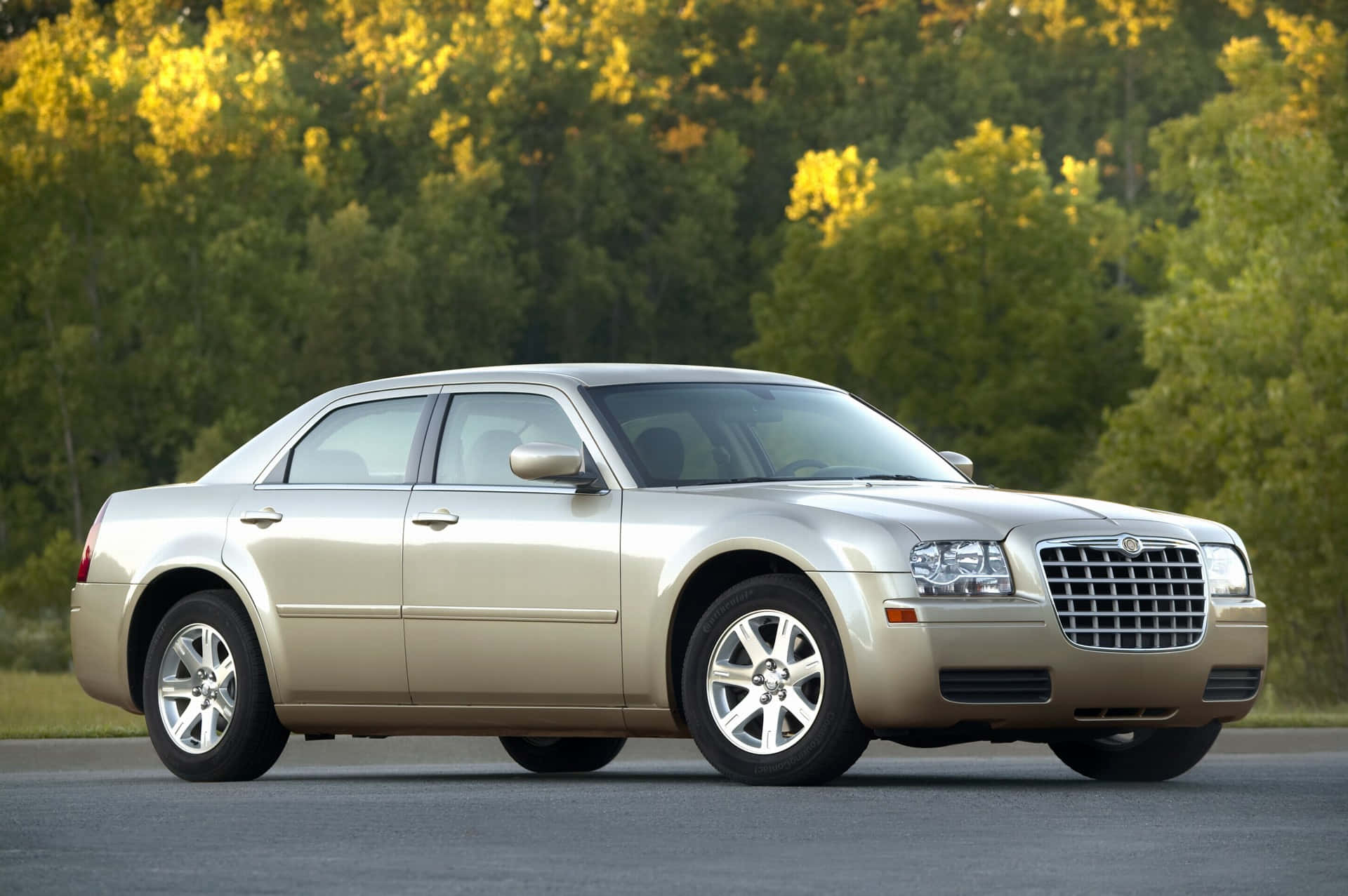 Chrysler 300, gold, asphalt, Full HD Desktop Wallpaper