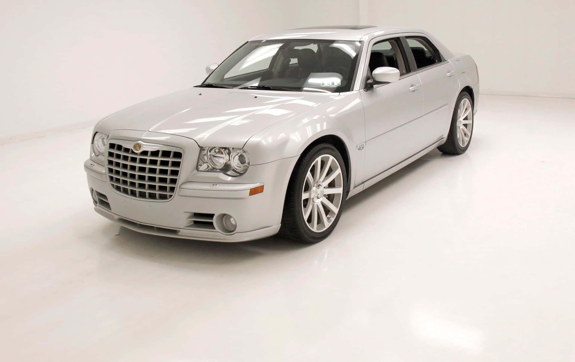 Chrysler 300, silver, studio lights, Full HD Desktop Wallpaper