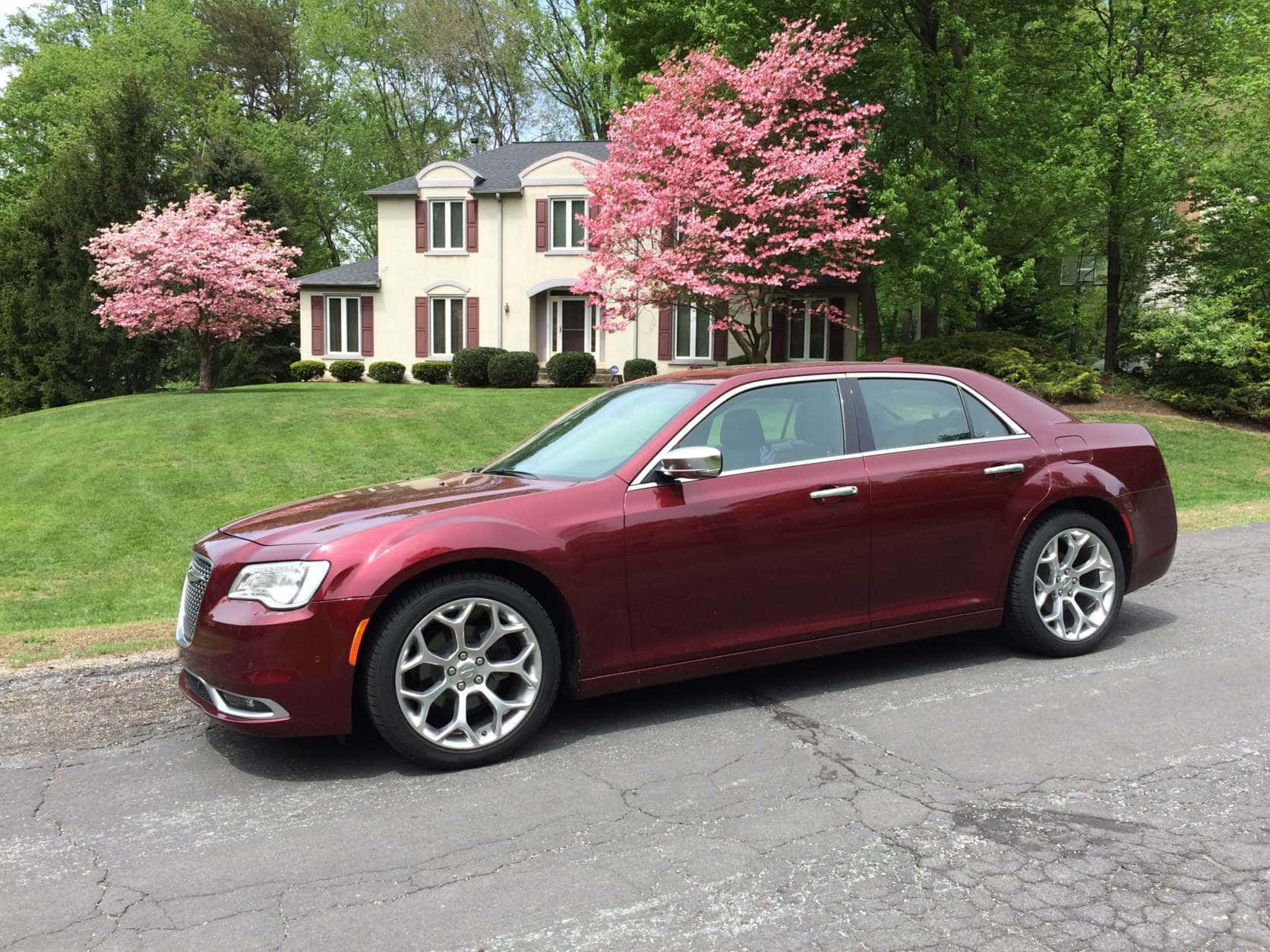 Chrysler 300, glossy maroon, cracked driveway, HD Desktop Wallpaper