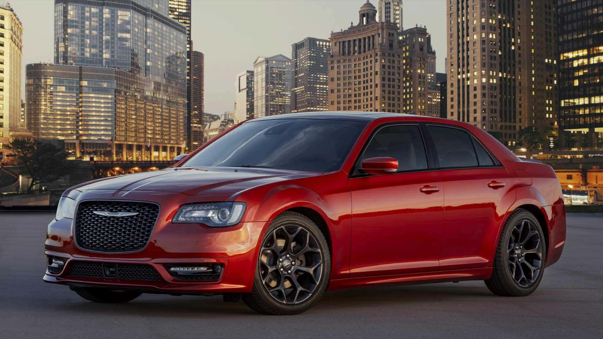 Chrysler 300, glossy red, black rims, Full HD Desktop Wallpaper
