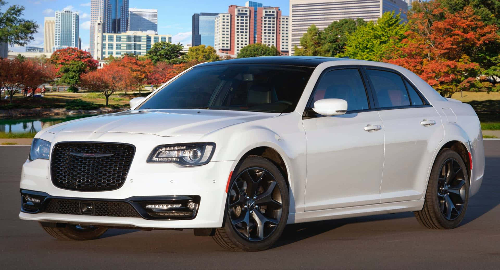 Chrysler 300, white, black rims, Full HD Desktop Wallpaper