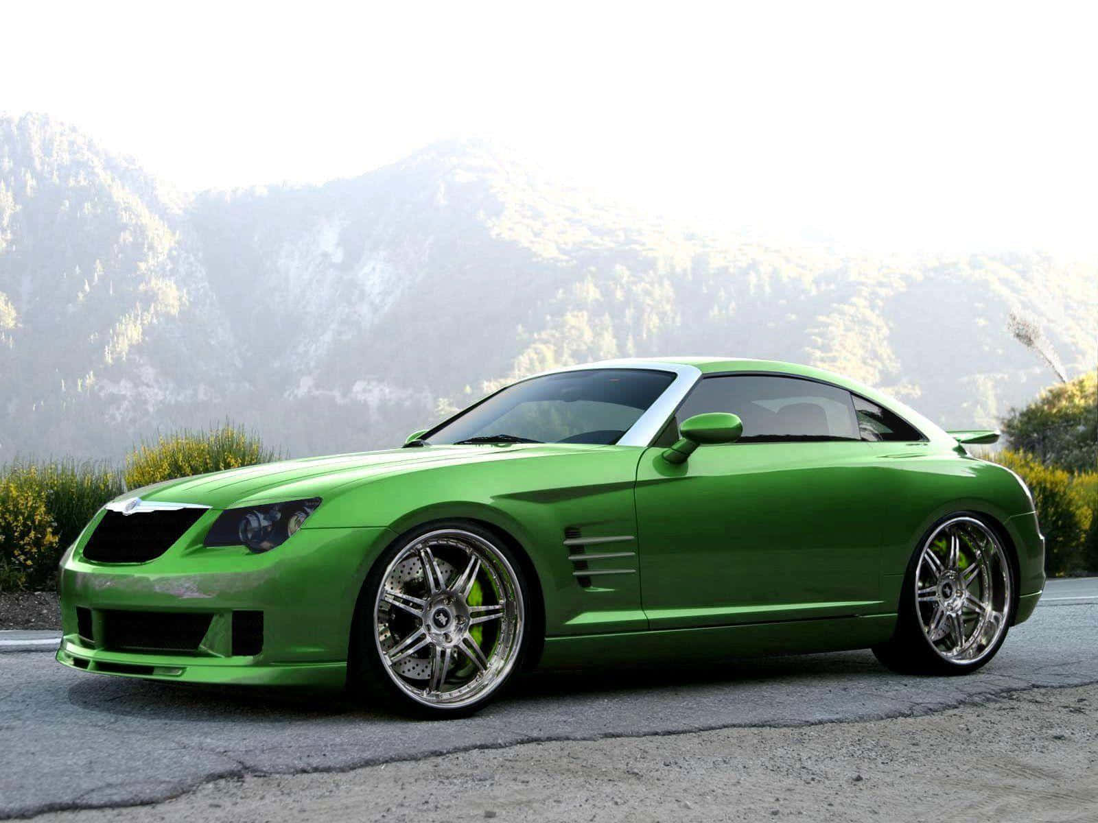 Chrysler Crossfire, vibrant green, custom chrome wheels, HD Desktop Wallpaper