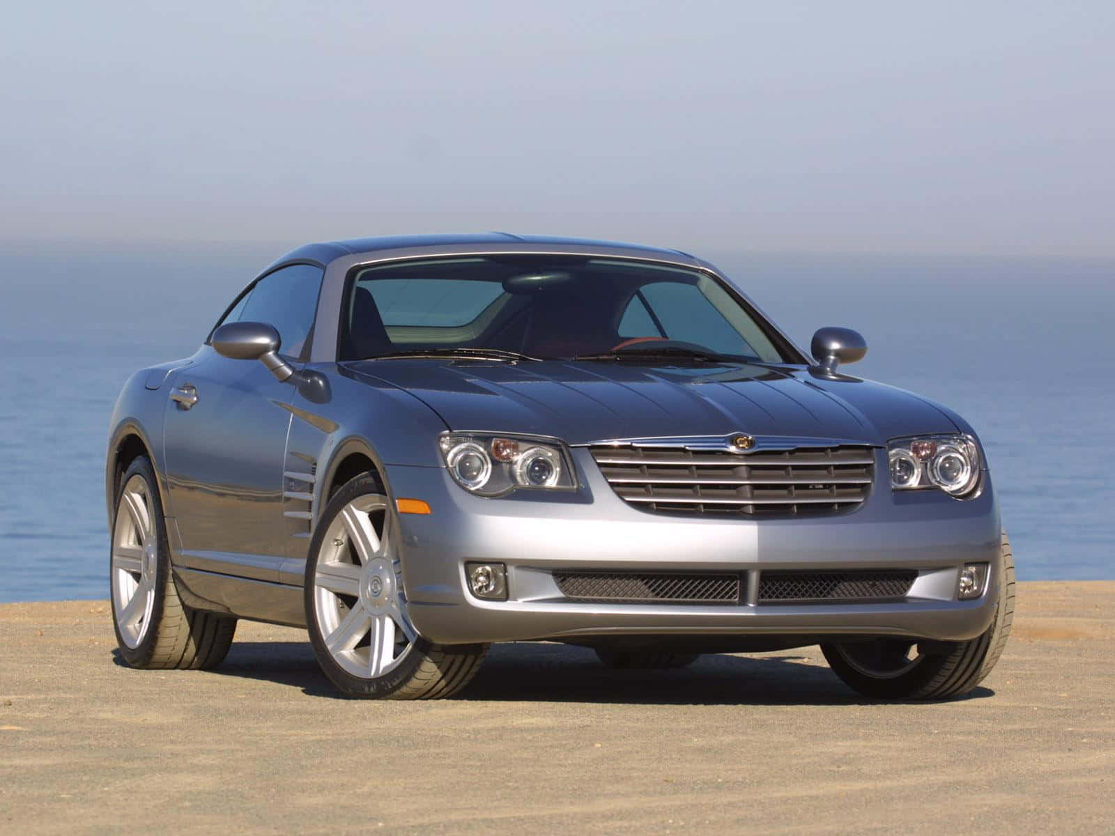 Chrysler Crossfire, sleek silver, coastal cliff, HD Desktop Wallpaper