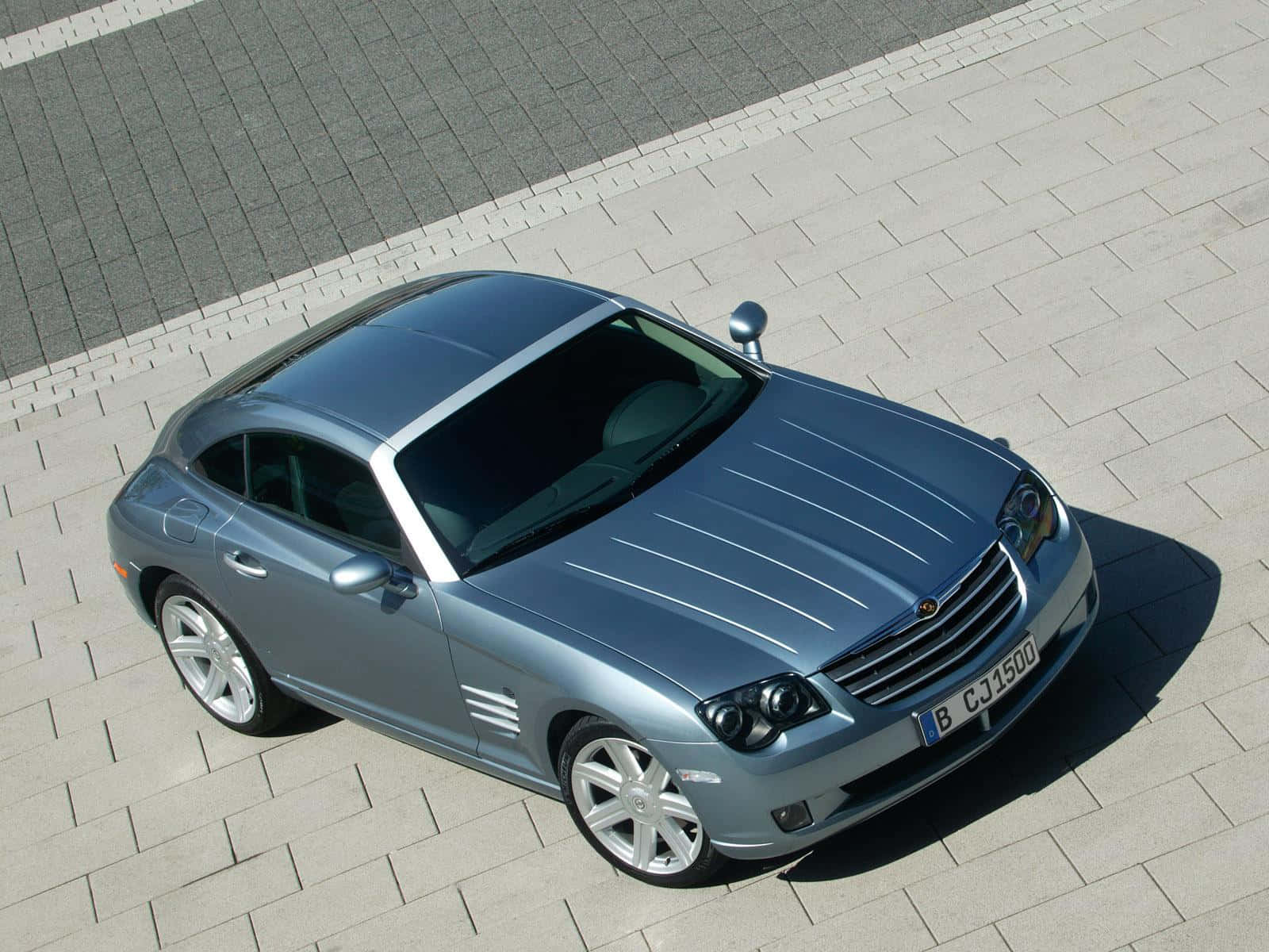 Chrysler Crossfire, silver, light gray brick pavement, HD Desktop Wallpaper