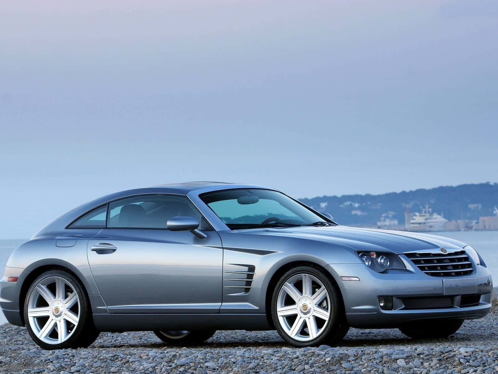 Chrysler Crossfire, silver, pebbled shore, HD Desktop Wallpaper