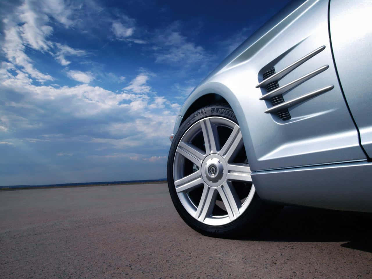 Chrysler Crossfire, silver, blue sky, HD Desktop Wallpaper