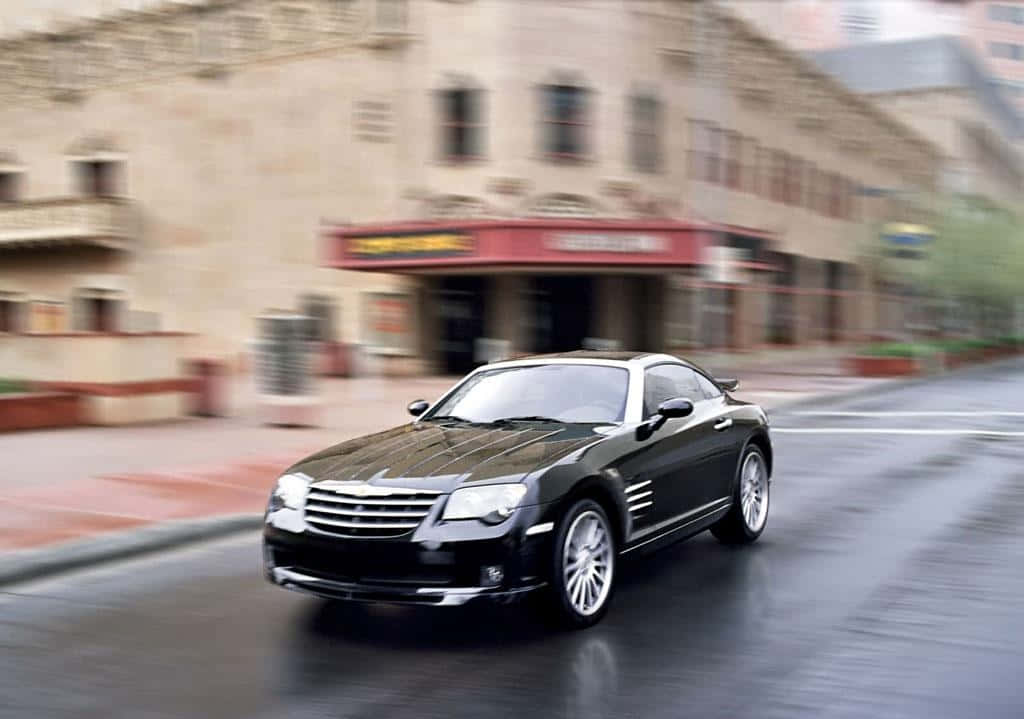Chrysler Crossfire, sleek black, wet city street, SD Desktop Wallpaper